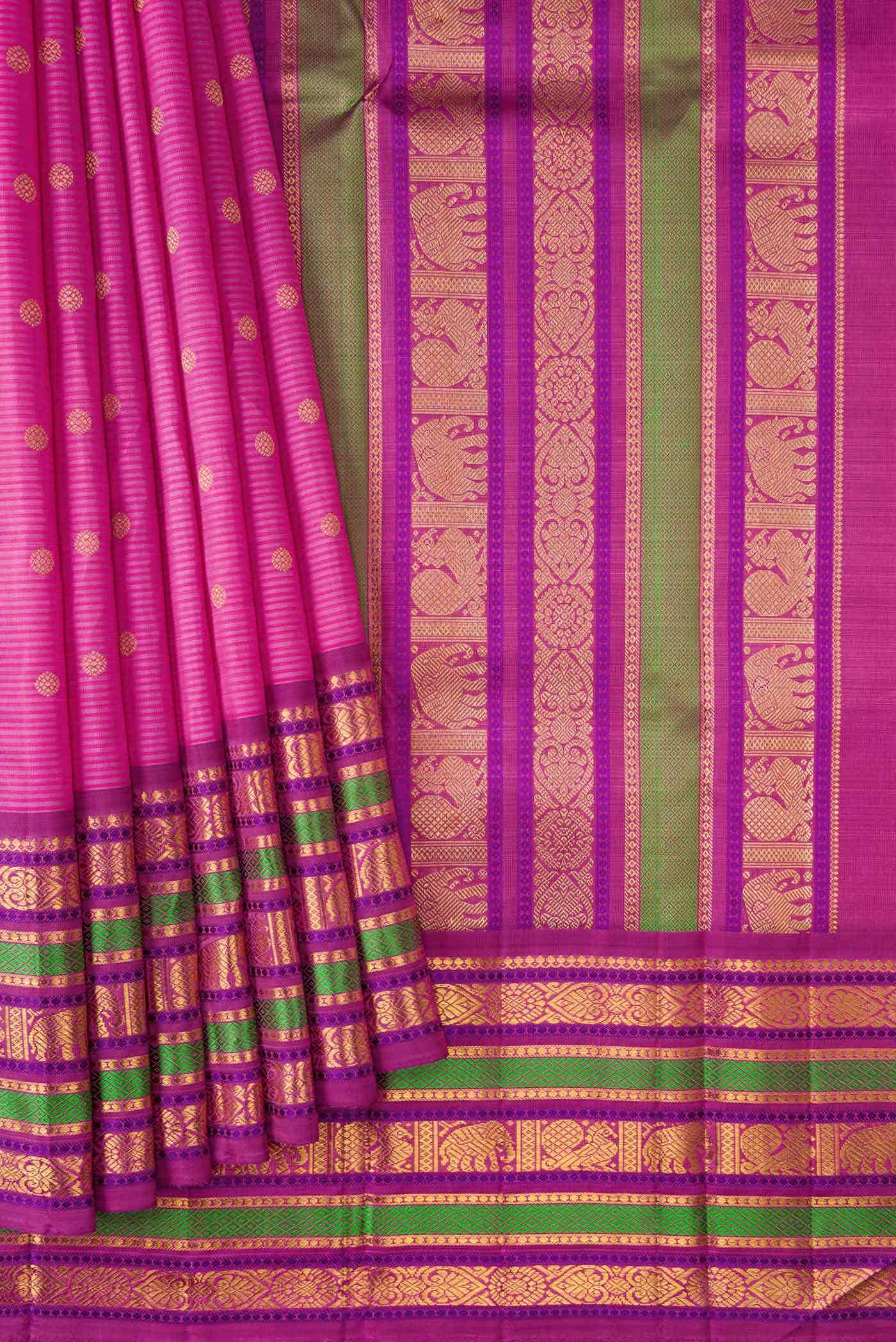 Pure Silk Pure Zari Pink Kanchipuram Saree