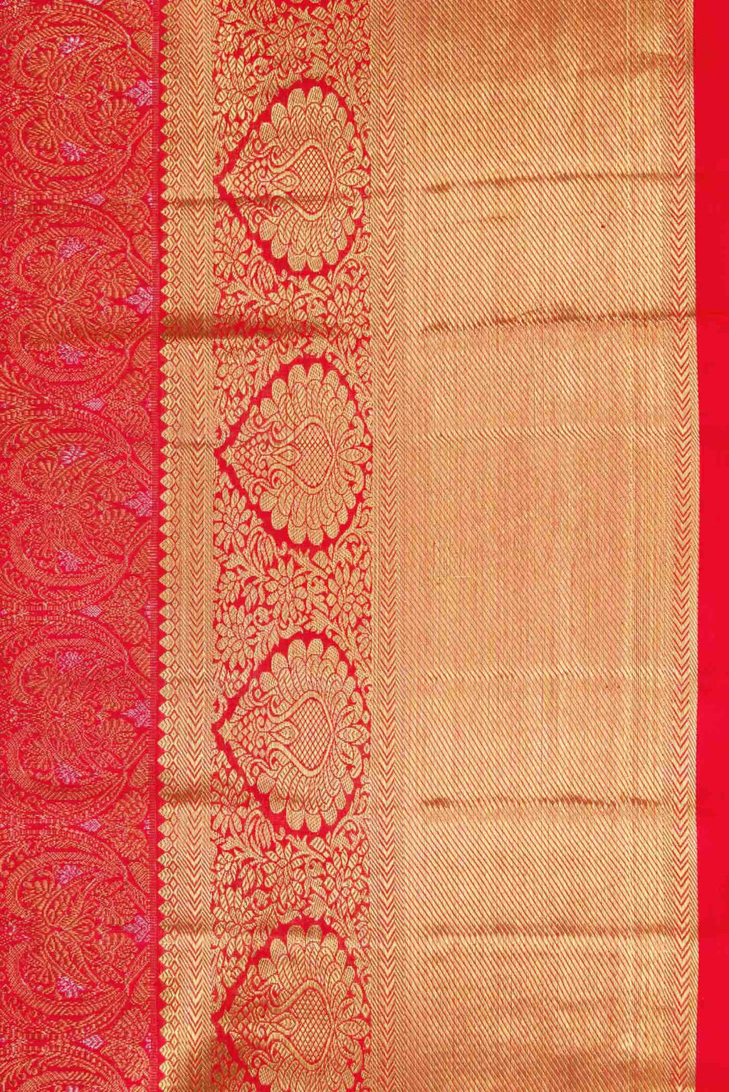 Pure Silk Pure Zari Red Dual Tone Kanchipuram Saree