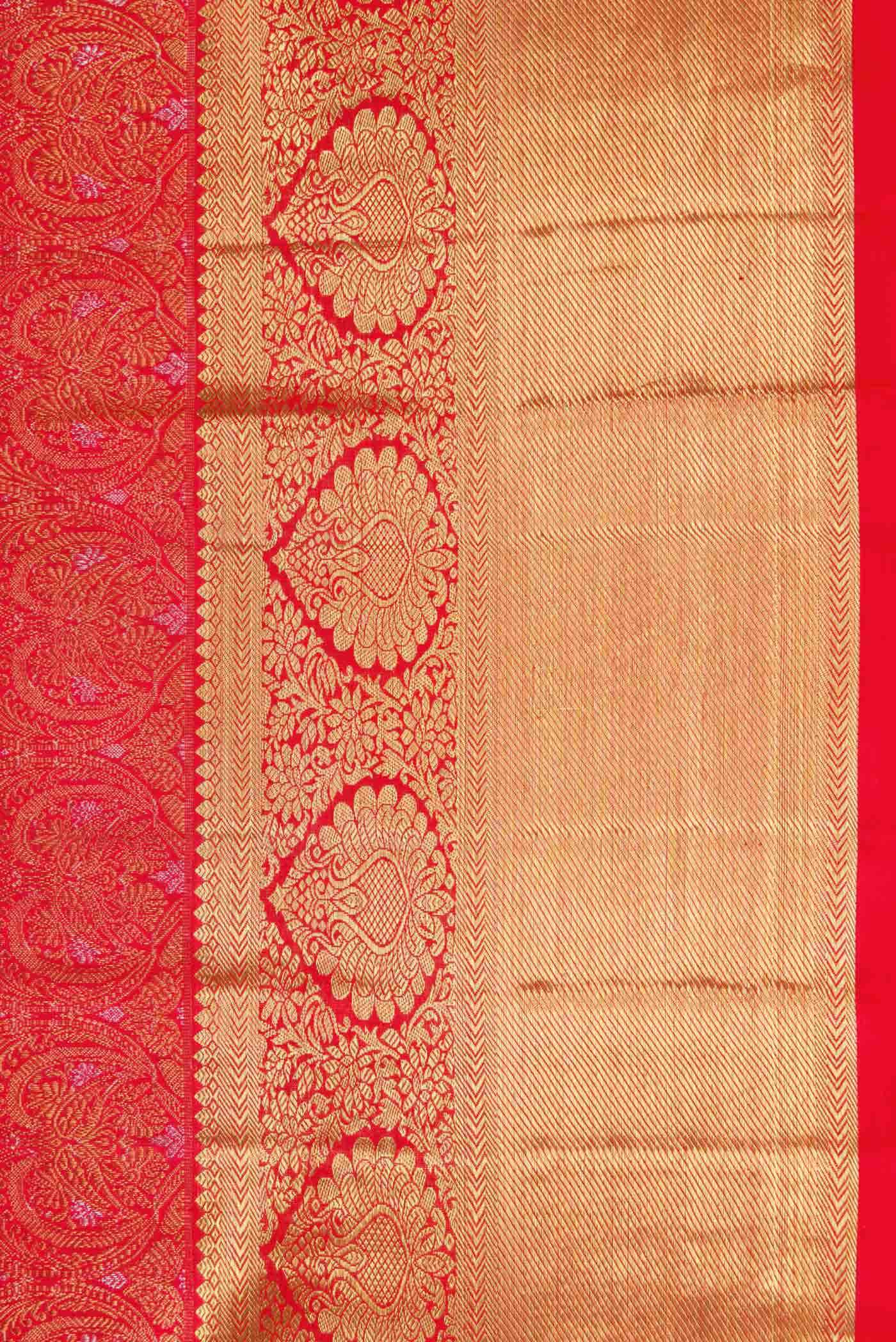 Pure Silk Pure Zari Red Dual Tone Kanchipuram Saree