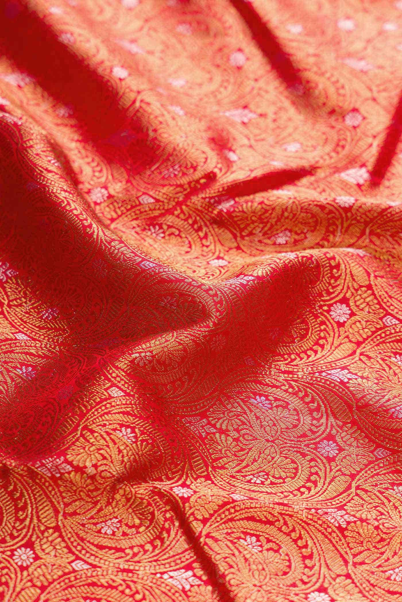 Pure Silk Pure Zari Red Dual Tone Kanchipuram Saree