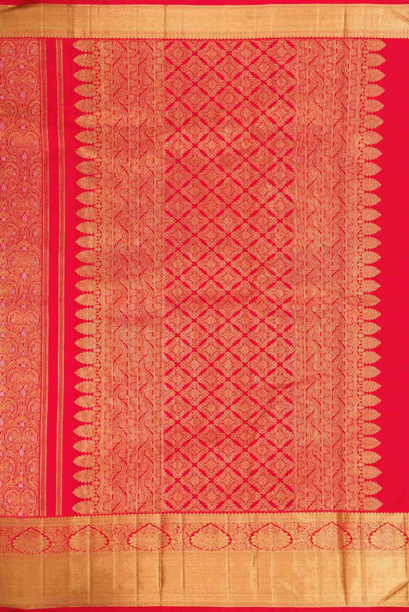 Pure Silk Pure Zari Red Dual Tone Kanchipuram Saree