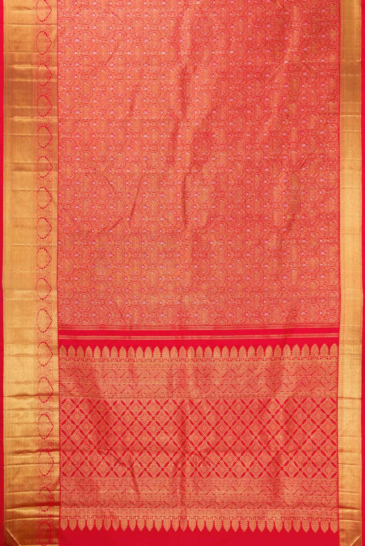 Pure Silk Pure Zari Red Dual Tone Kanchipuram Saree