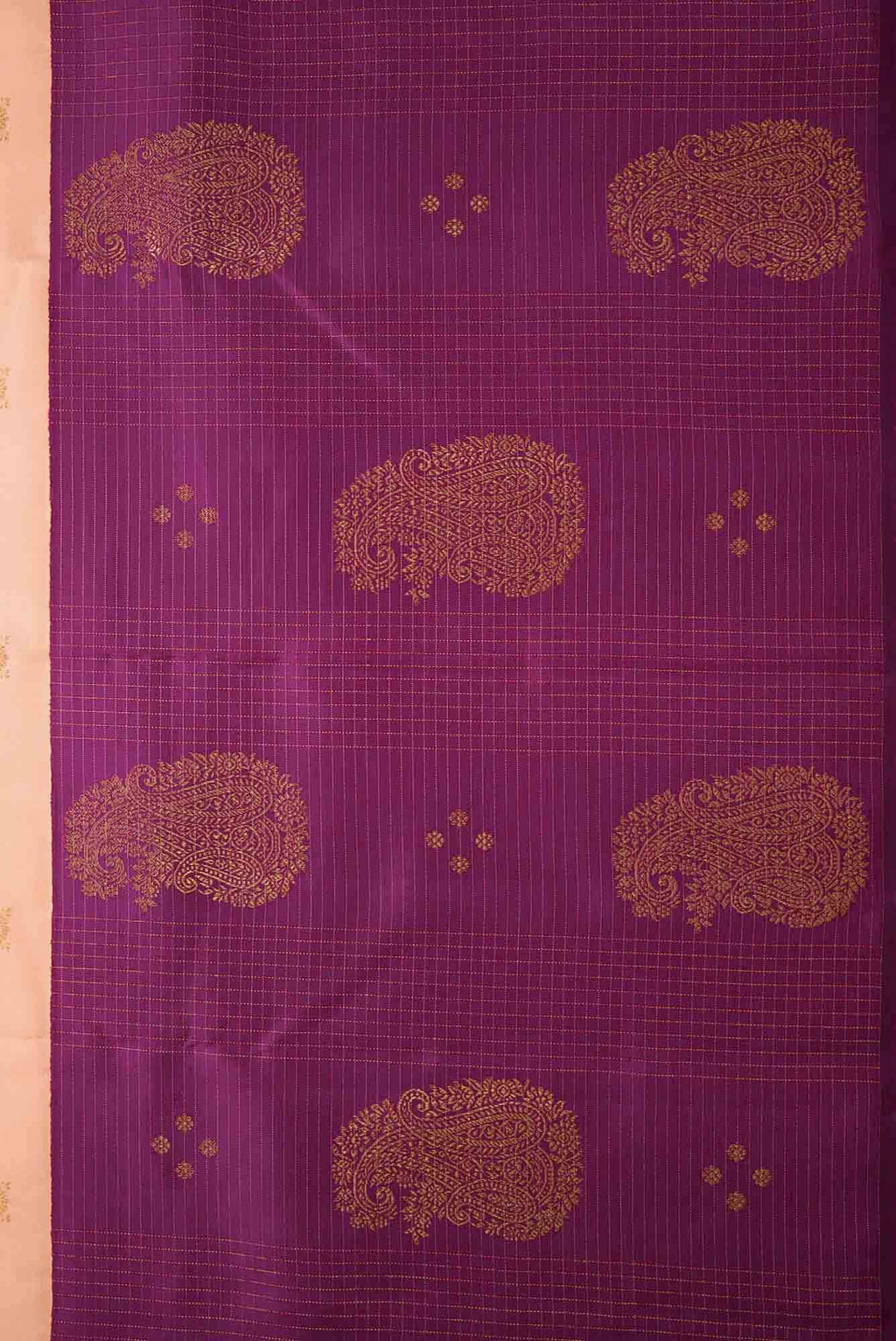 Pure Silk Pure Zari Peach Dual Tone Kanchipuram Saree