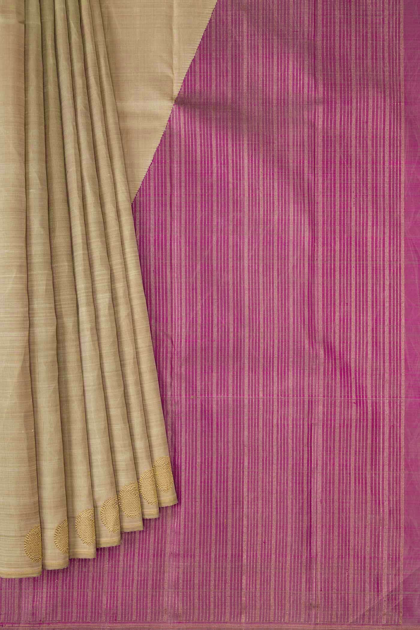 Beige Dual Tone Kanchipuram Silk Saree