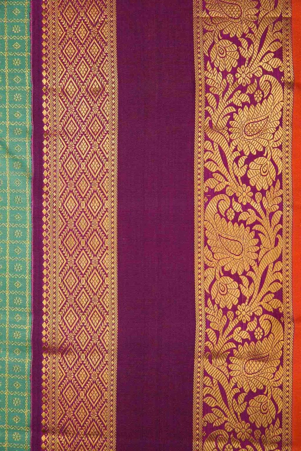 Pure Silk Pure Zari Mint Green Dual Tone Kanchipuram Saree