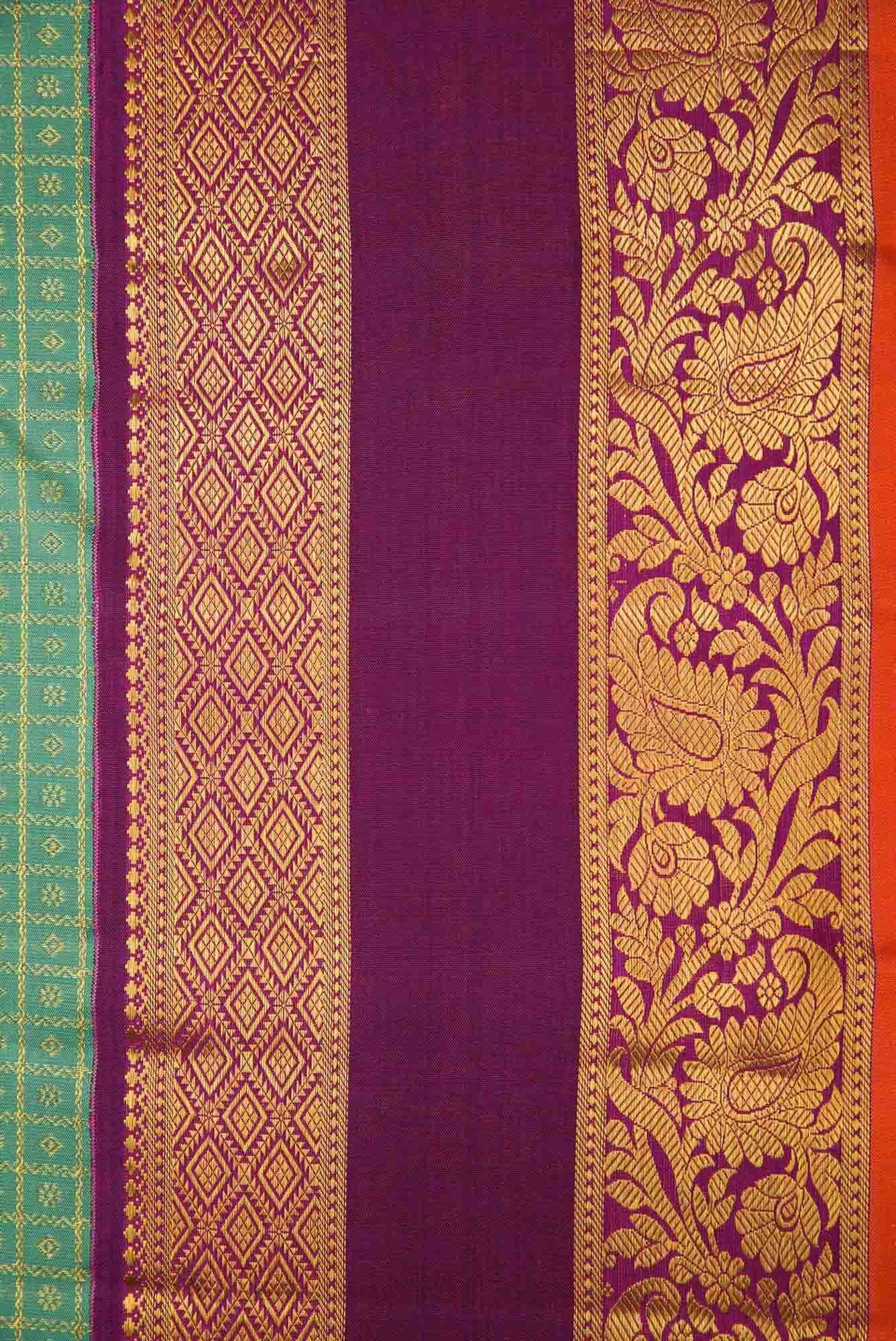 Pure Silk Pure Zari Mint Green Dual Tone Kanchipuram Saree