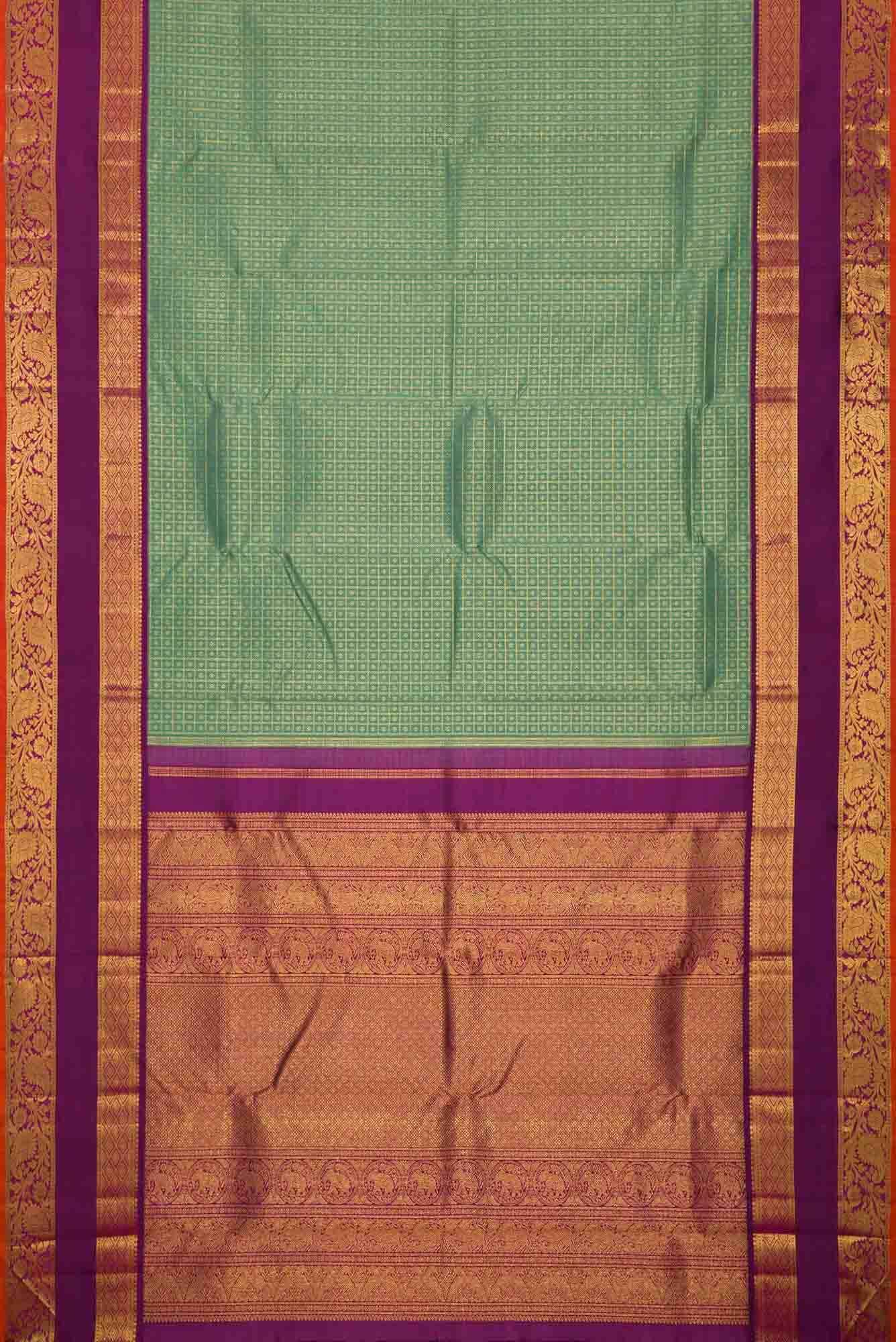 Pure Silk Pure Zari Mint Green Dual Tone Kanchipuram Saree
