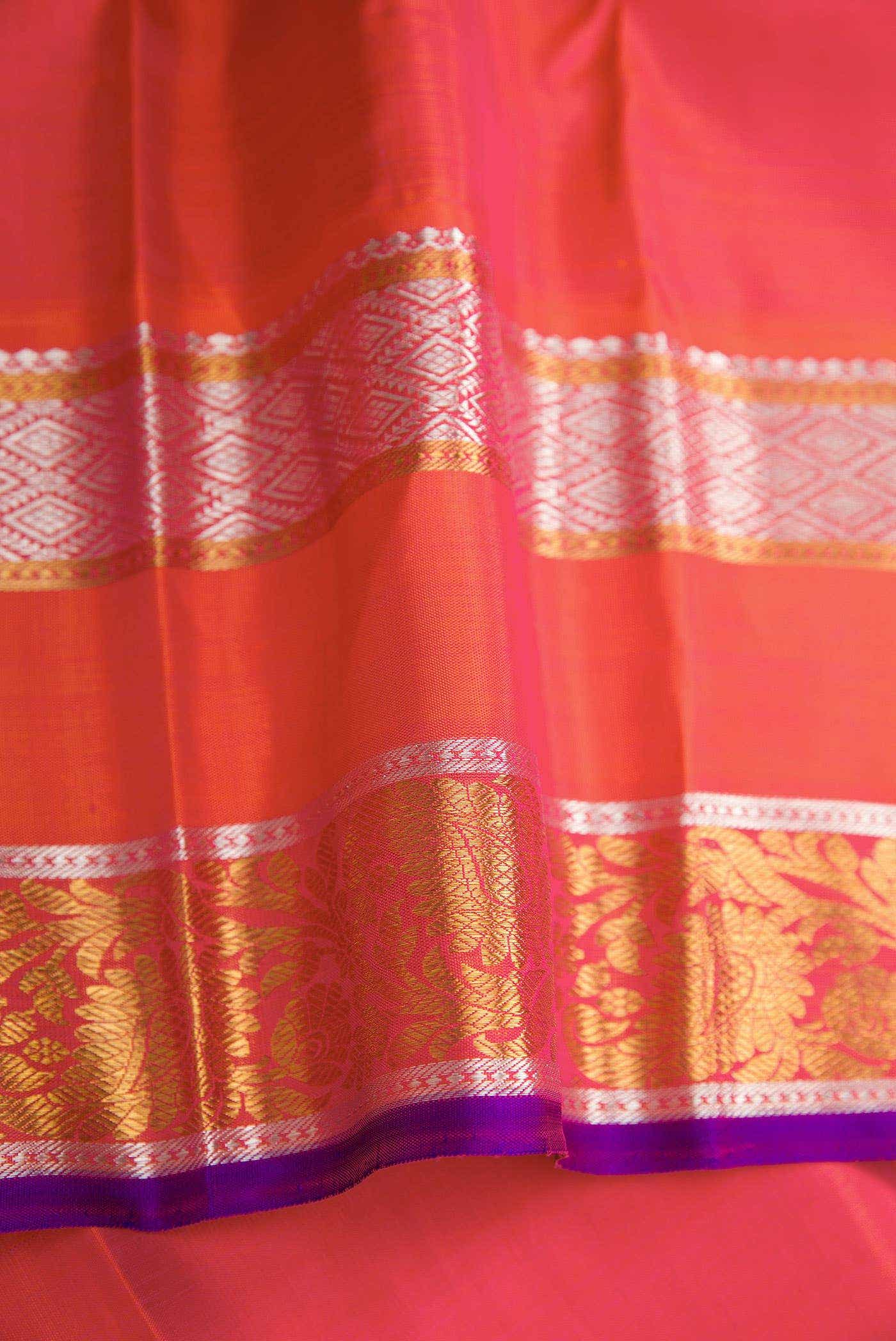 Pure Silk Pure Zari Sea Green Dual Tone Kanchipuram Saree