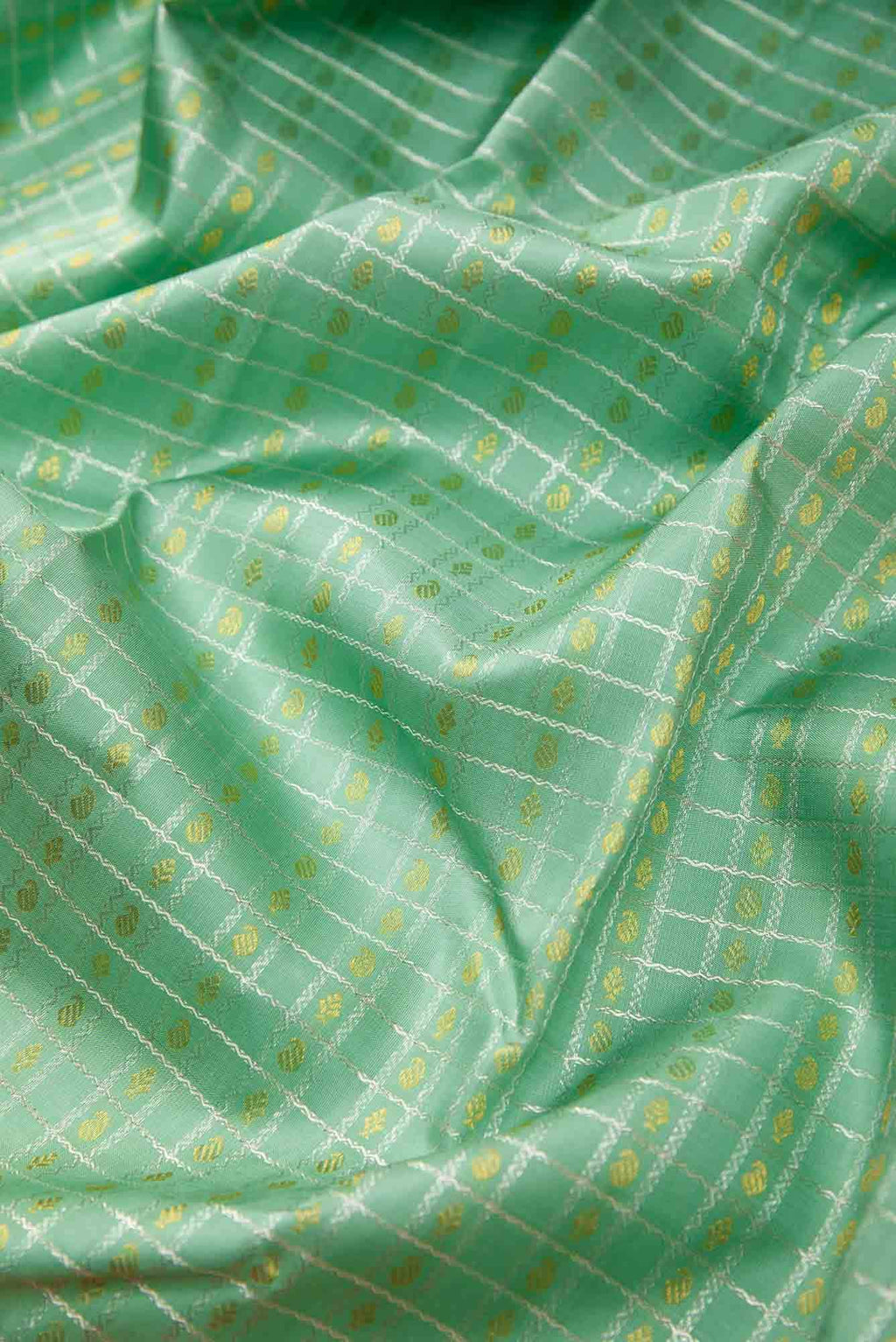 Pure Silk Pure Zari Sea Green Dual Tone Kanchipuram Saree