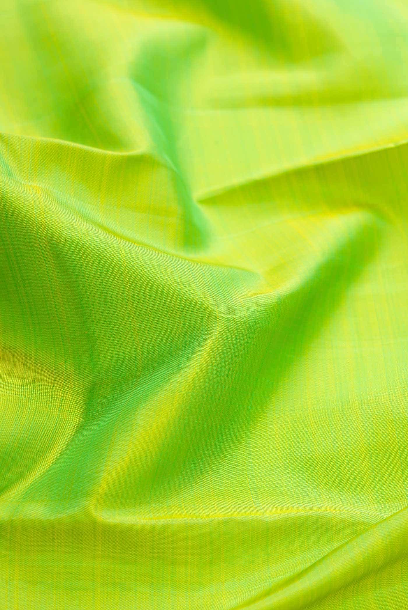 Pure Silk Pure Zari Parrot Green Dual Tone Kanchipuram Saree