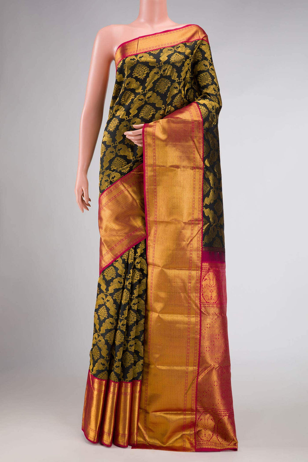 Coffee Brown Dual Tone Kanchipuram Silk Saree