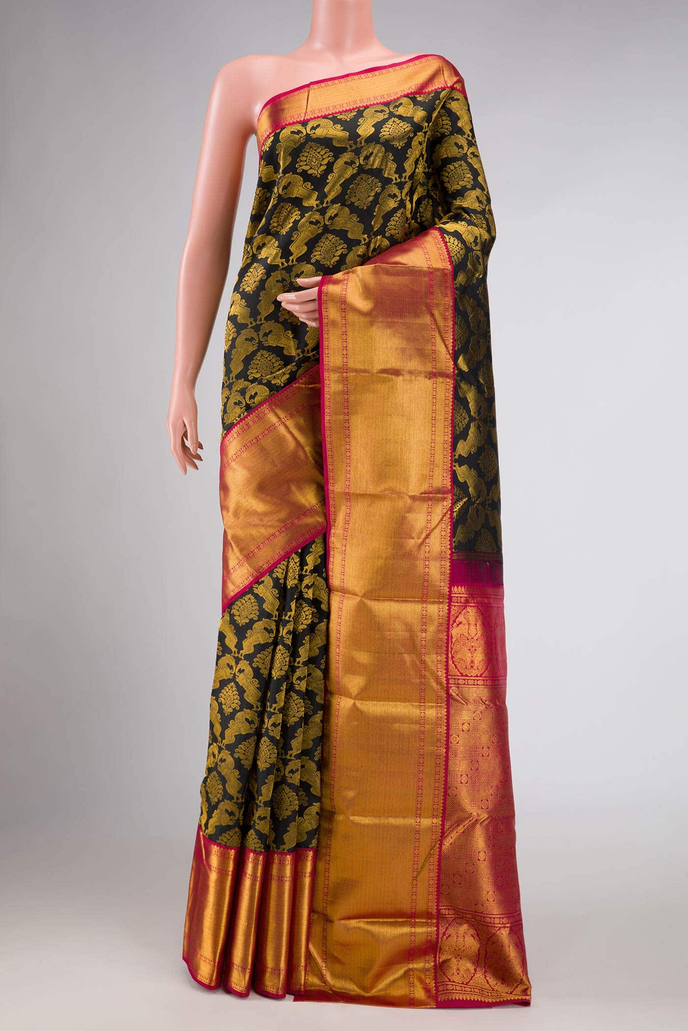 Coffee Brown Dual Tone Kanchipuram Silk Saree