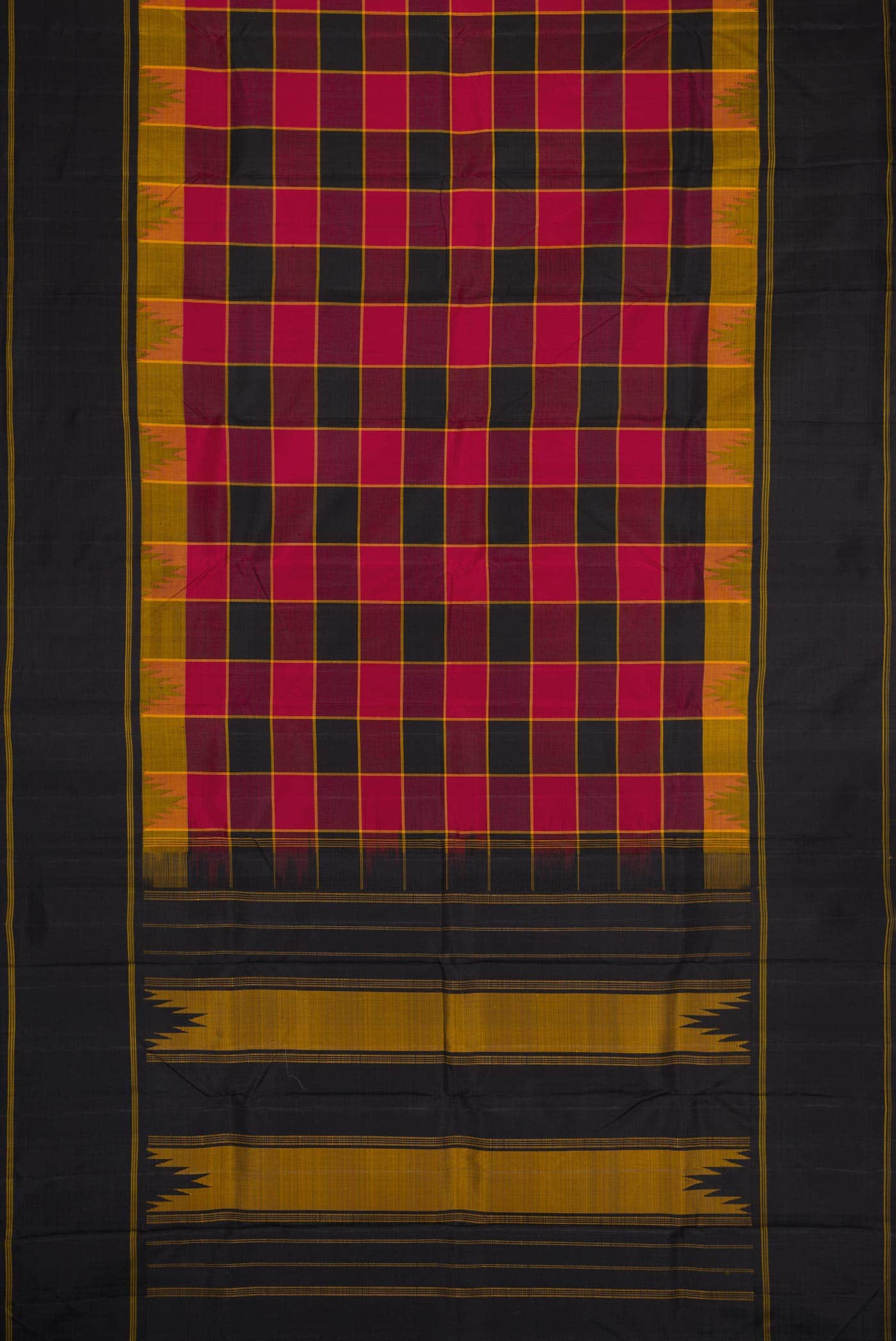 Dark Pink and Black Dual Tone Kanchipuram Silk Saree