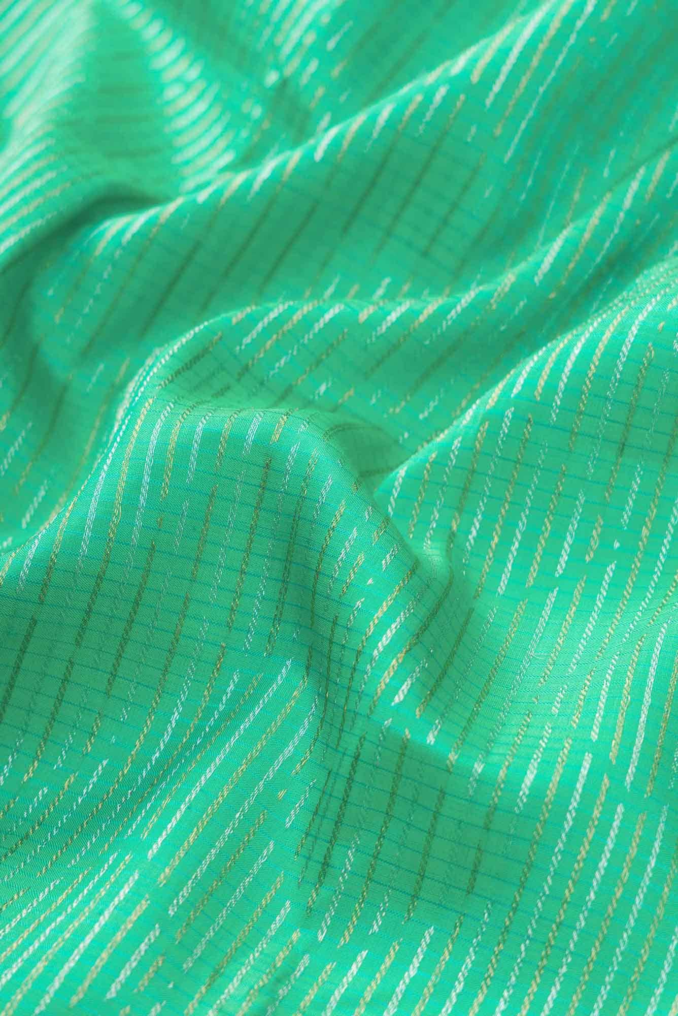 Pure Silk Pure Zari Sea Green Dual Tone Kanchipuram Saree