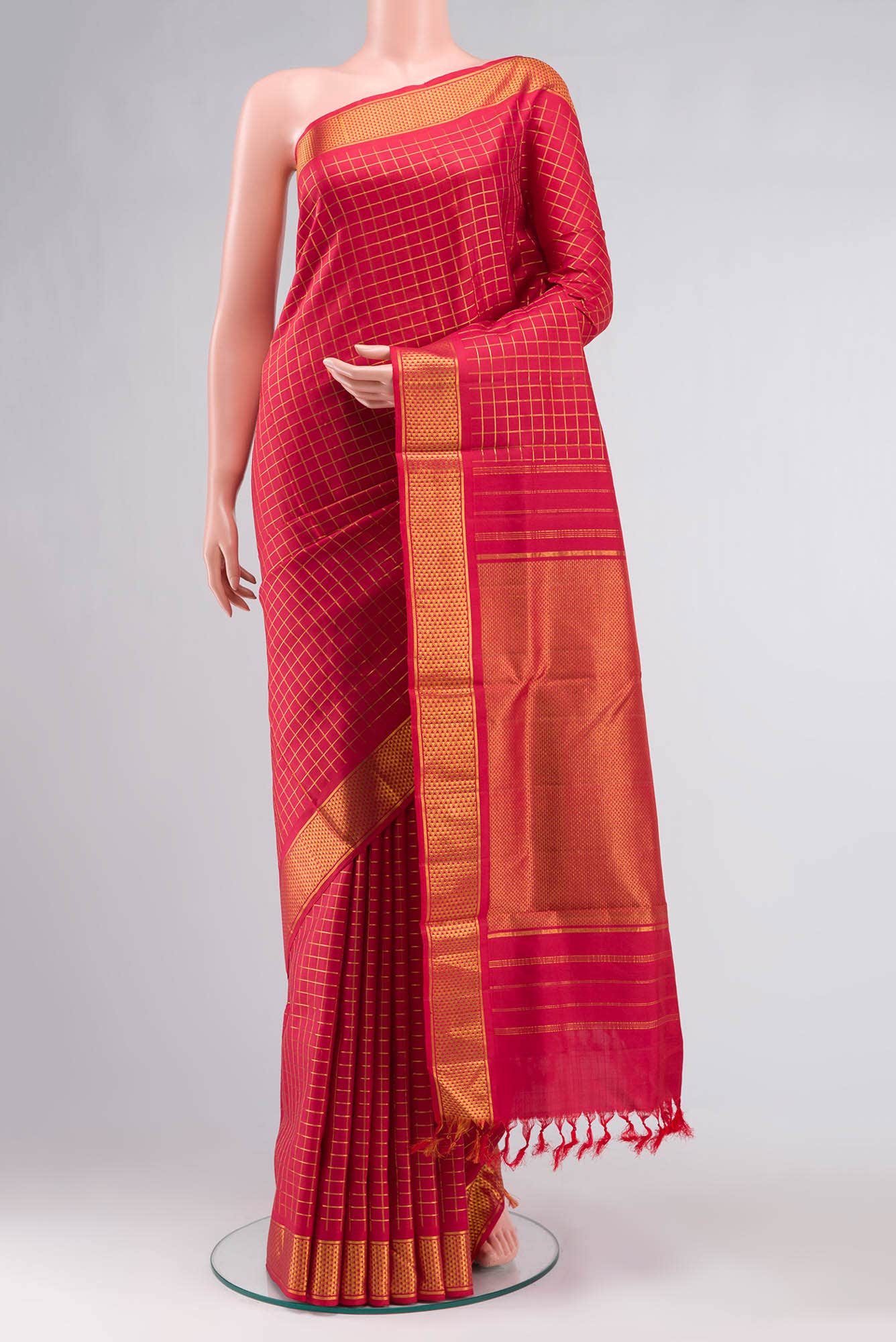Red Kanchipuram Silk Nine Yards Saree
