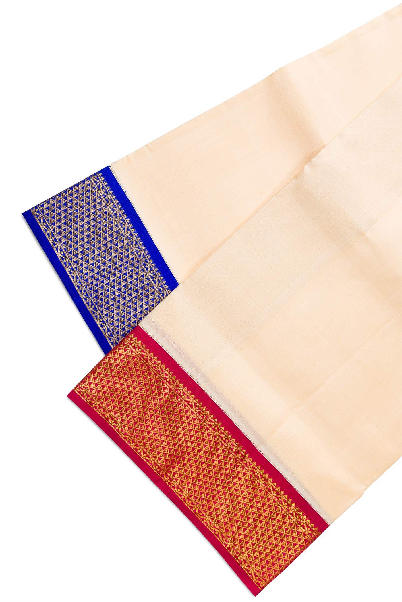 Sandal Silk Dhoti With Angavastram (8X4) Muzham