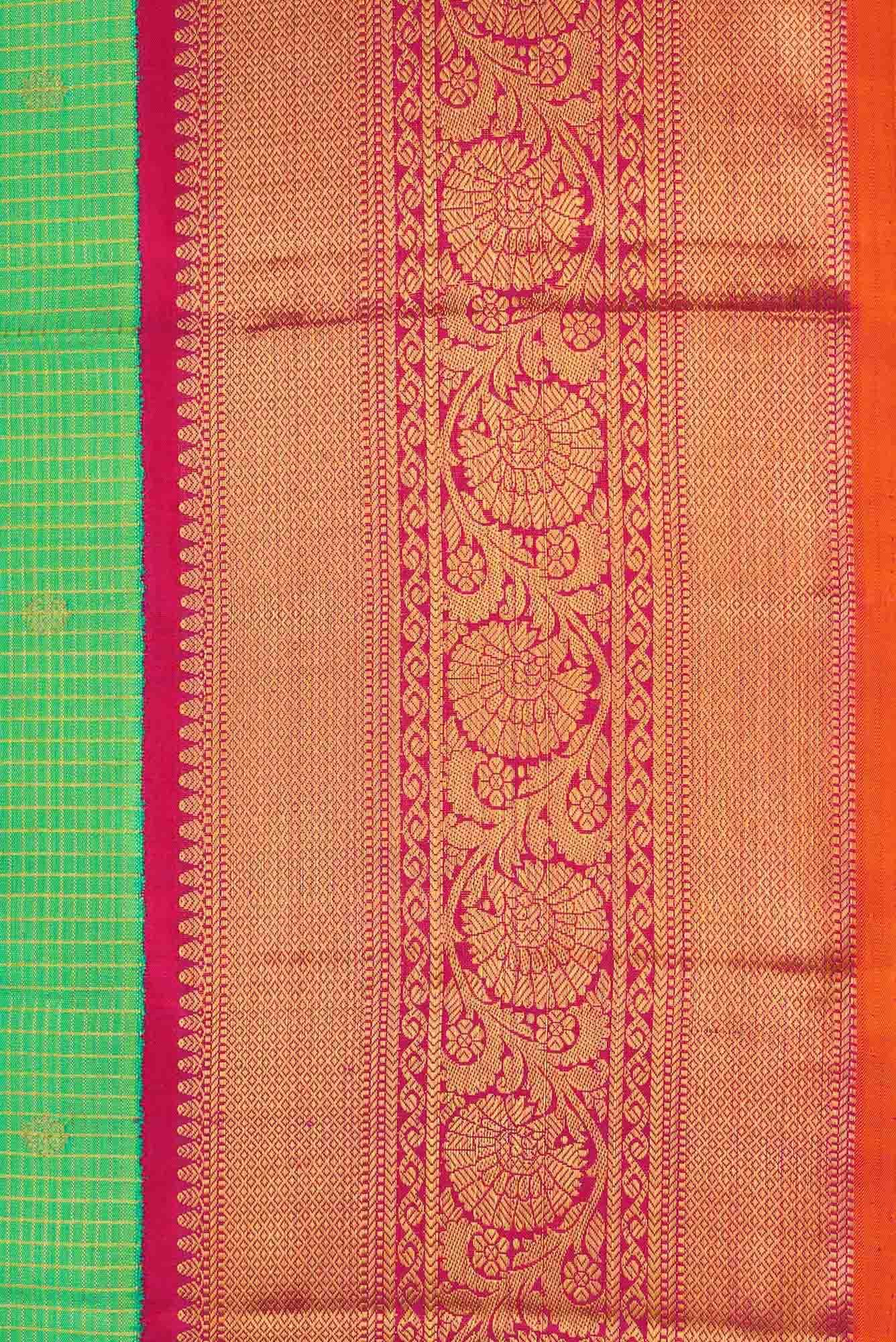 Pure Silk Pure Zari Parrot Green Dual Tone Kanchipuram Saree