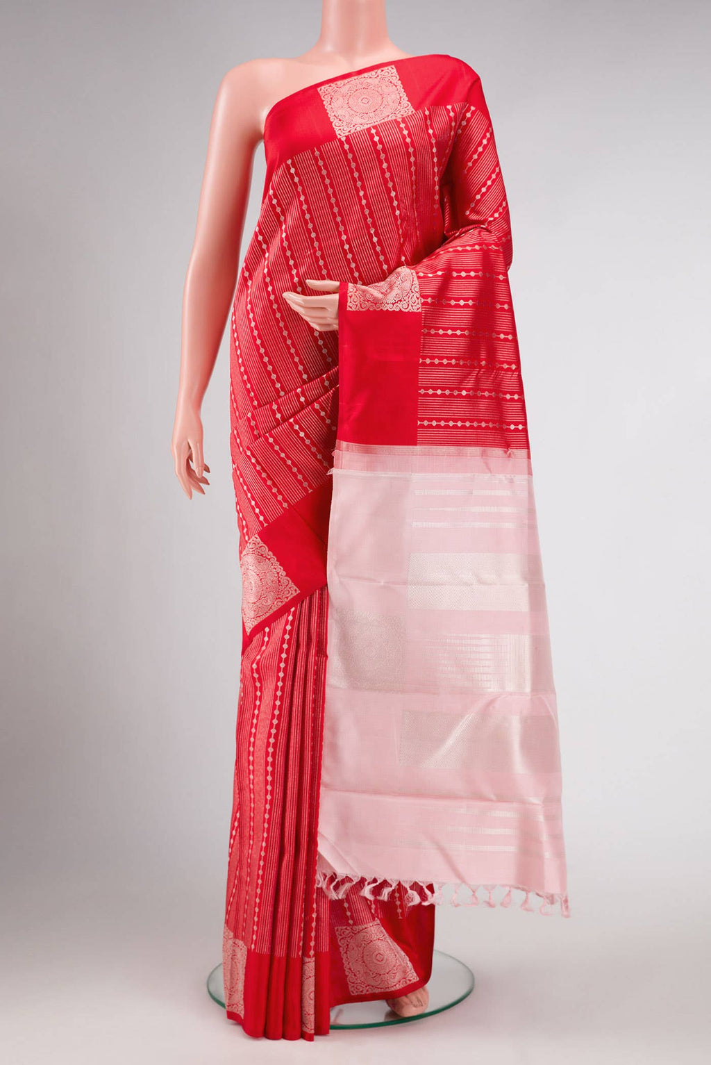 Red Dual Tone Kanchipuram Silk Saree