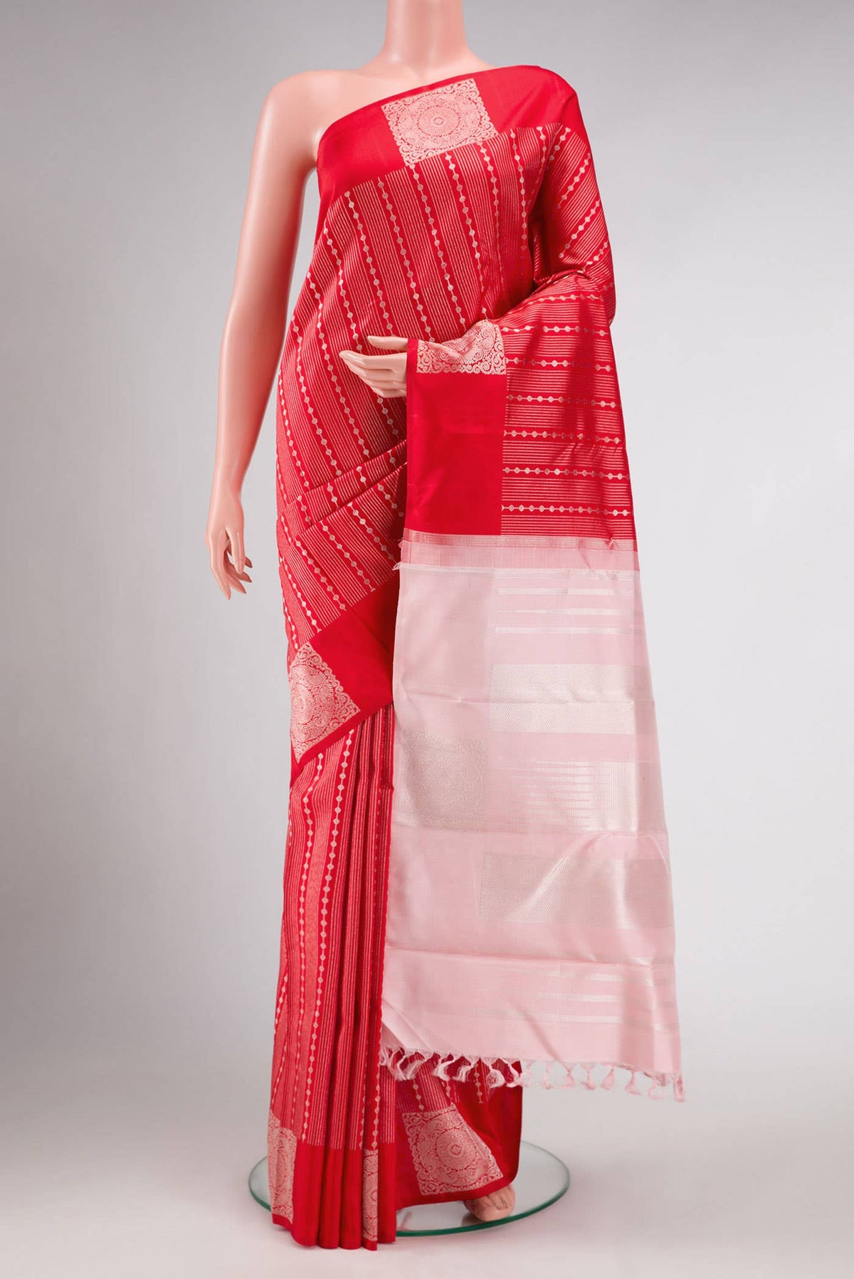 Red Dual Tone Kanjivaram Silk Saree