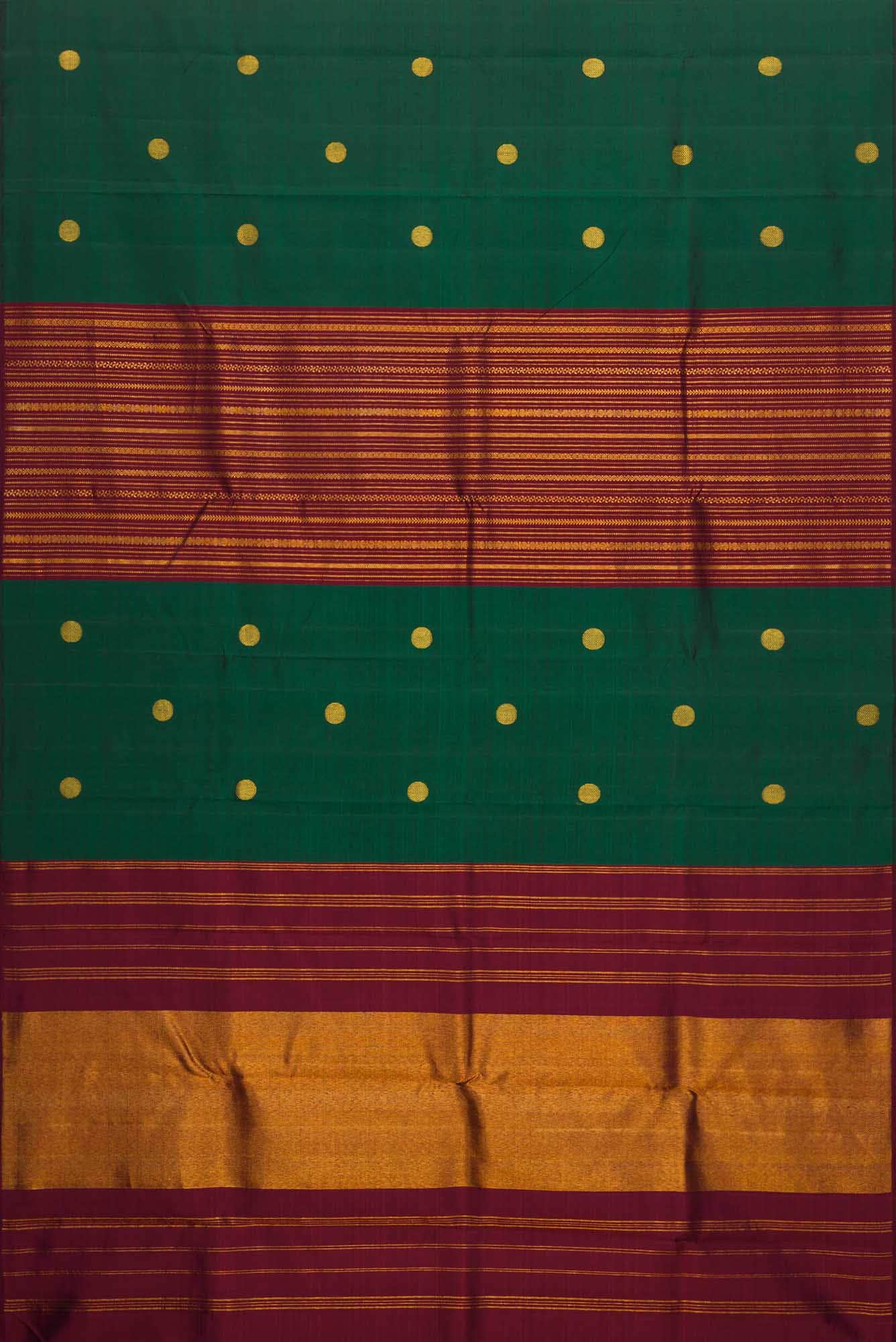 Green and Maroon Dual Tone Kanchipuram Silk Saree