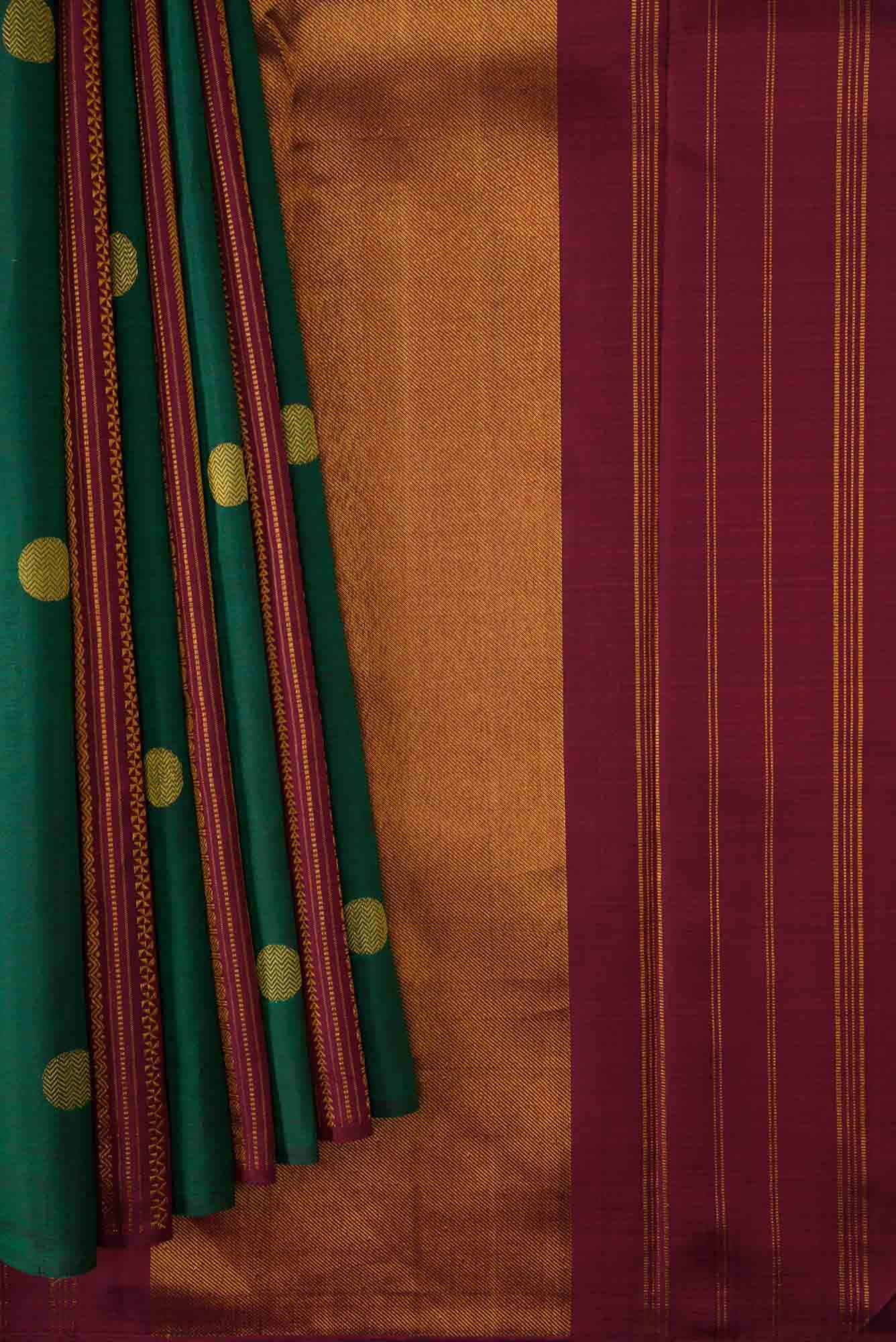 Green and Maroon Dual Tone Kanchipuram Silk Saree