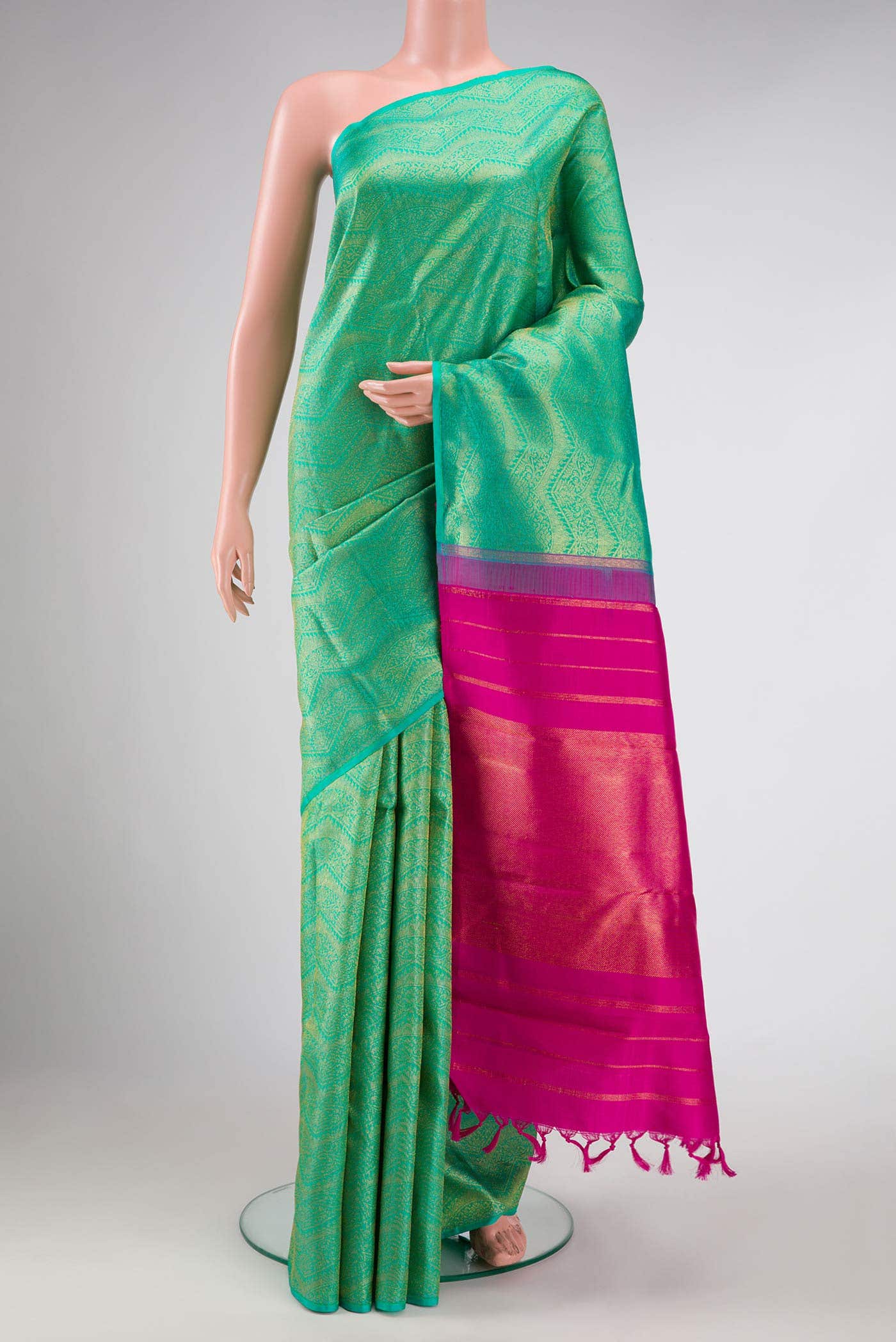 Sea Green Dual Tone Kanchipuram Silk Saree