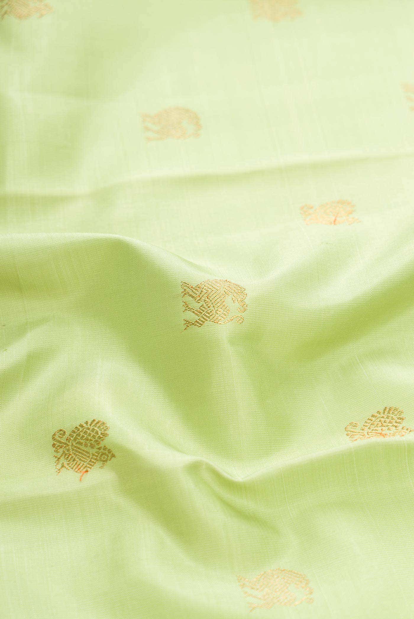 Pure Silk Pure Zari Pista Green Dual Tone Kanchipuram Saree