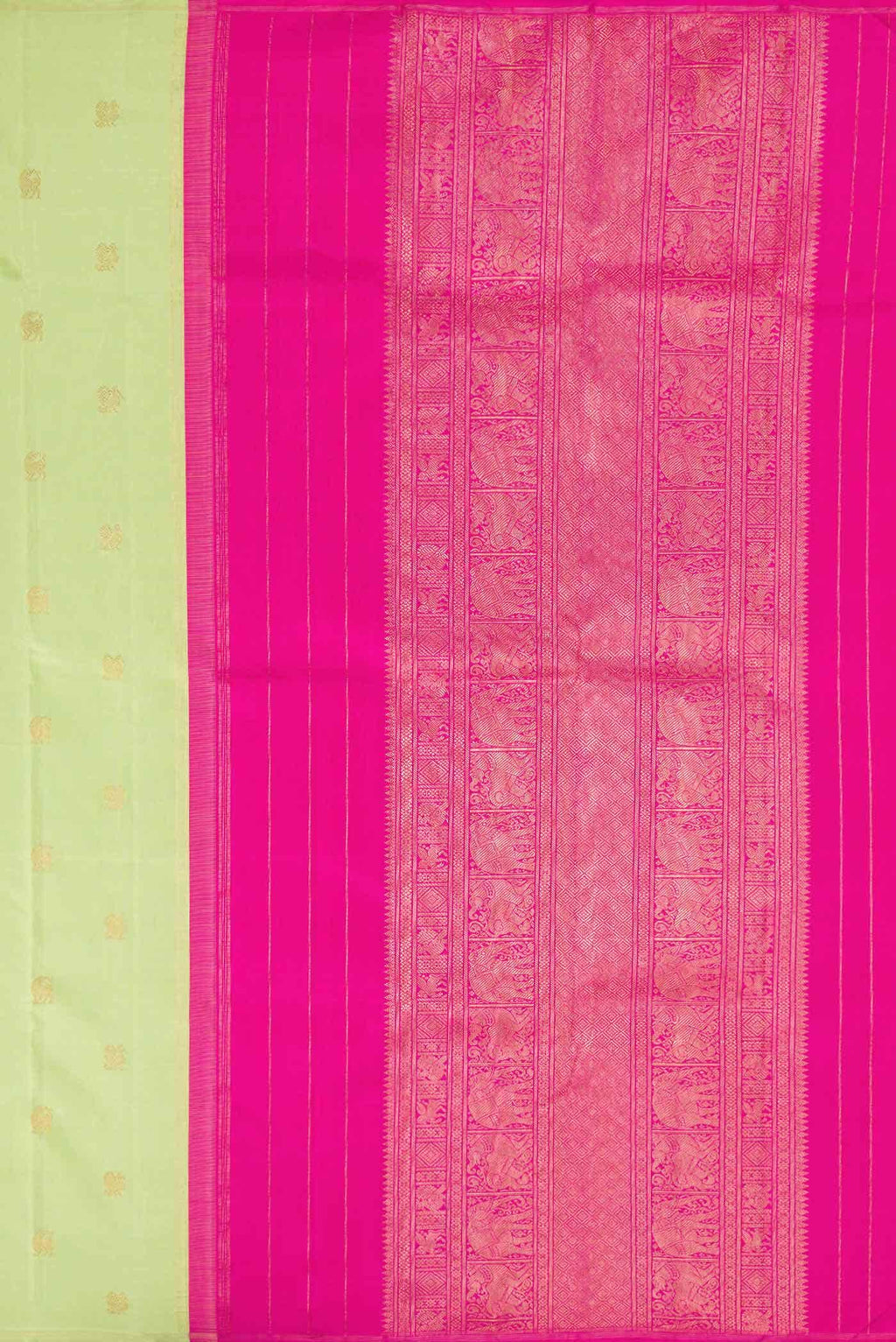 Pure Silk Pure Zari Pista Green Dual Tone Kanchipuram Saree