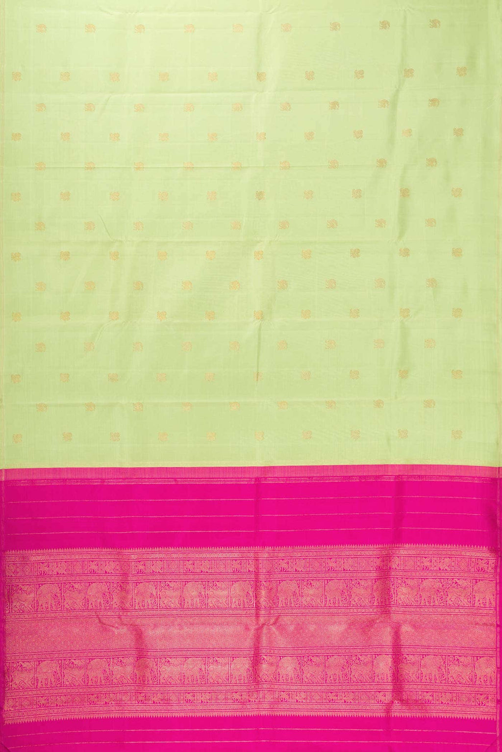 Pure Silk Pure Zari Pista Green Dual Tone Kanchipuram Saree