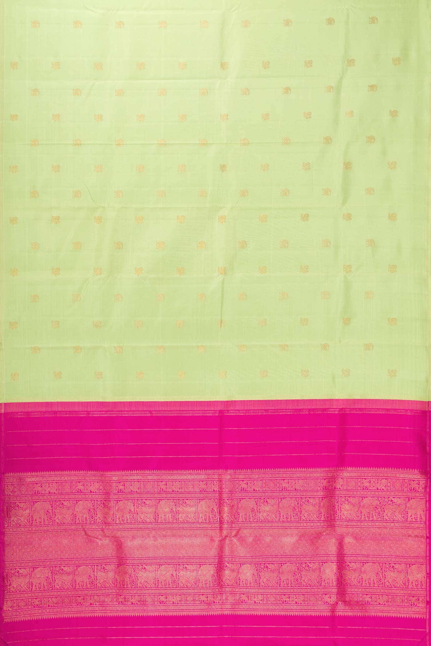 Pure Silk Pure Zari Pista Green Dual Tone Kanchipuram Saree