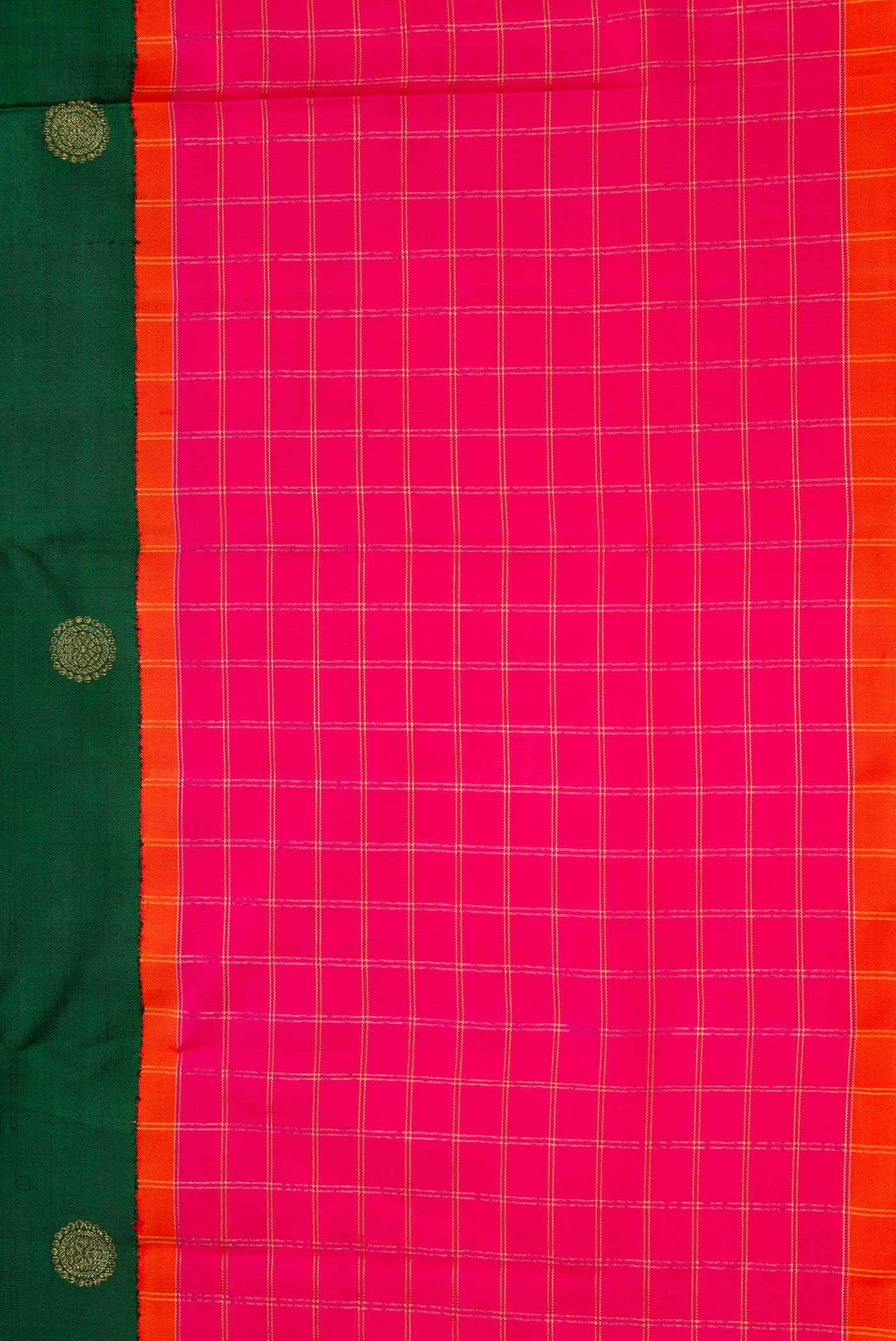 Pure Silk Pure Zari Green Dual Tone Kanchipuram Saree