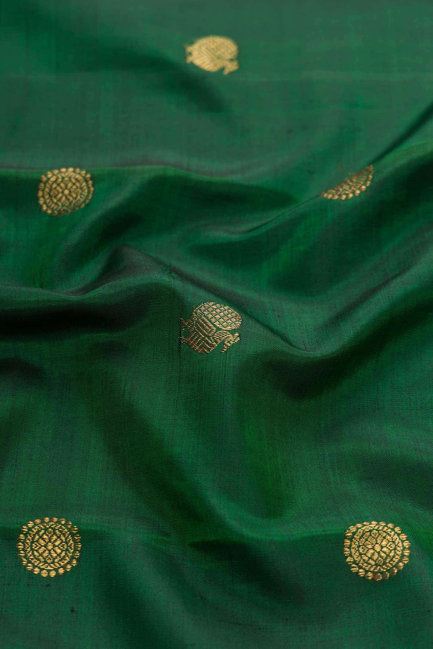 Pure Silk Pure Zari Green Dual Tone Kanchipuram Saree