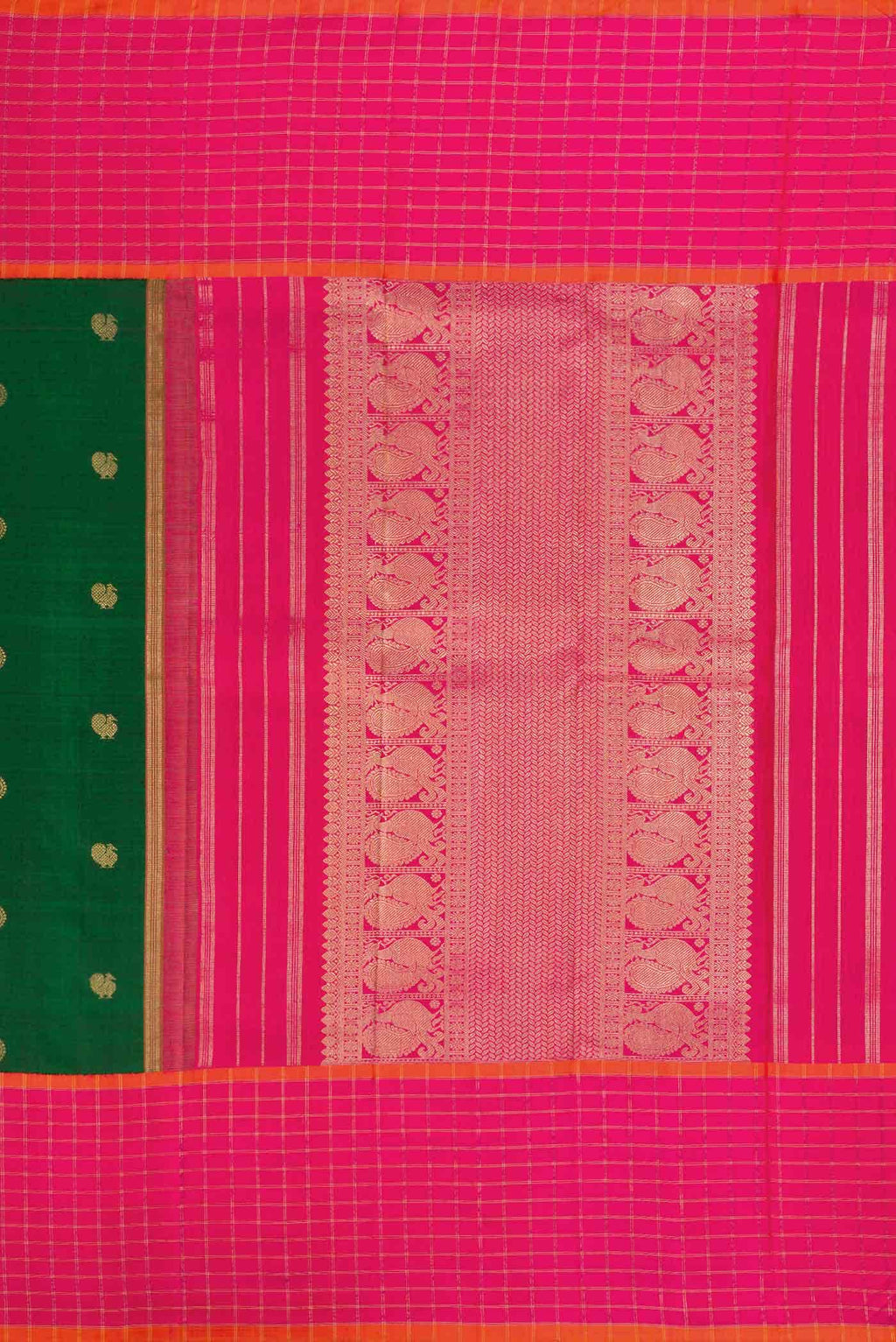 Pure Silk Pure Zari Green Dual Tone Kanchipuram Saree