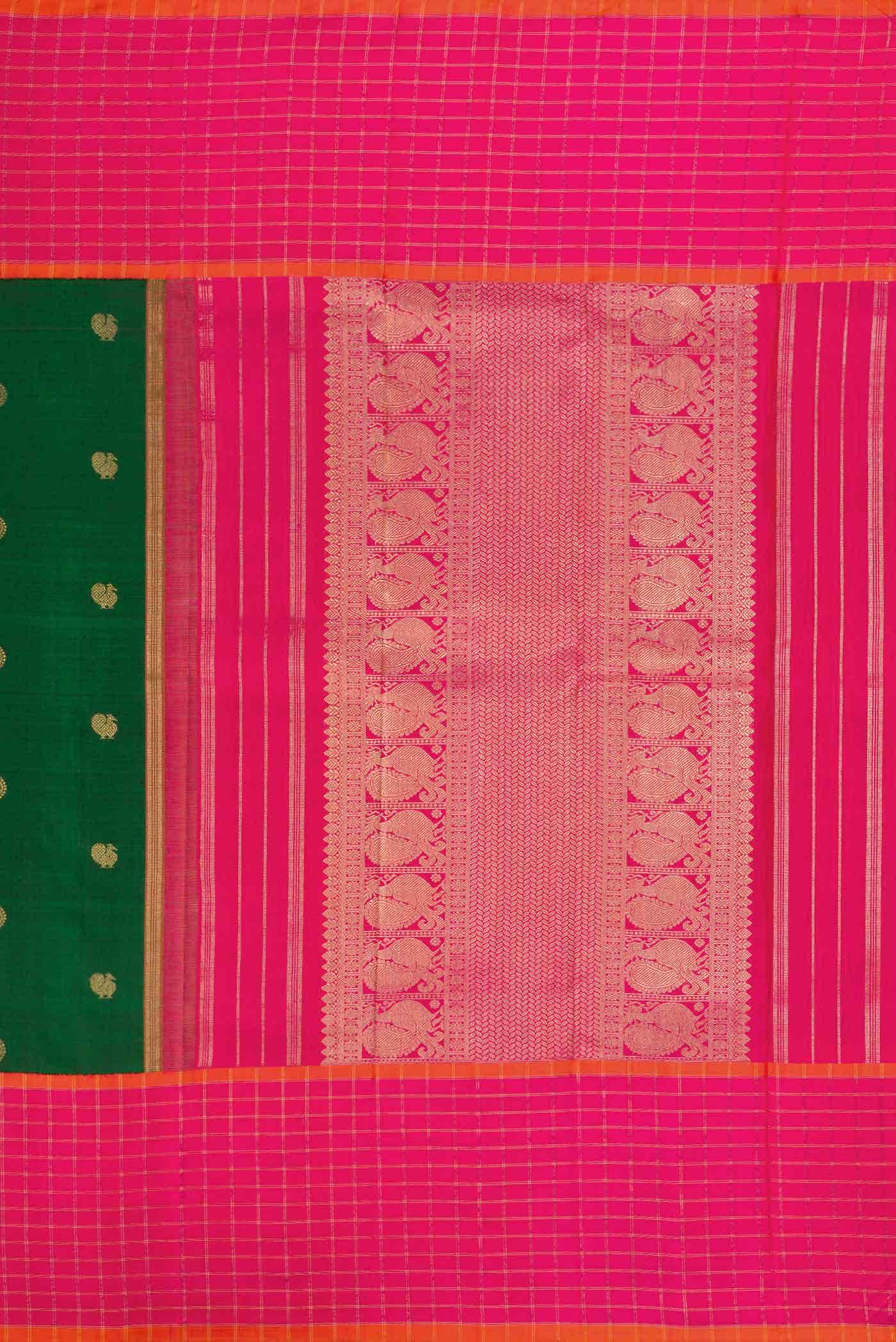 Pure Silk Pure Zari Green Dual Tone Kanchipuram Saree