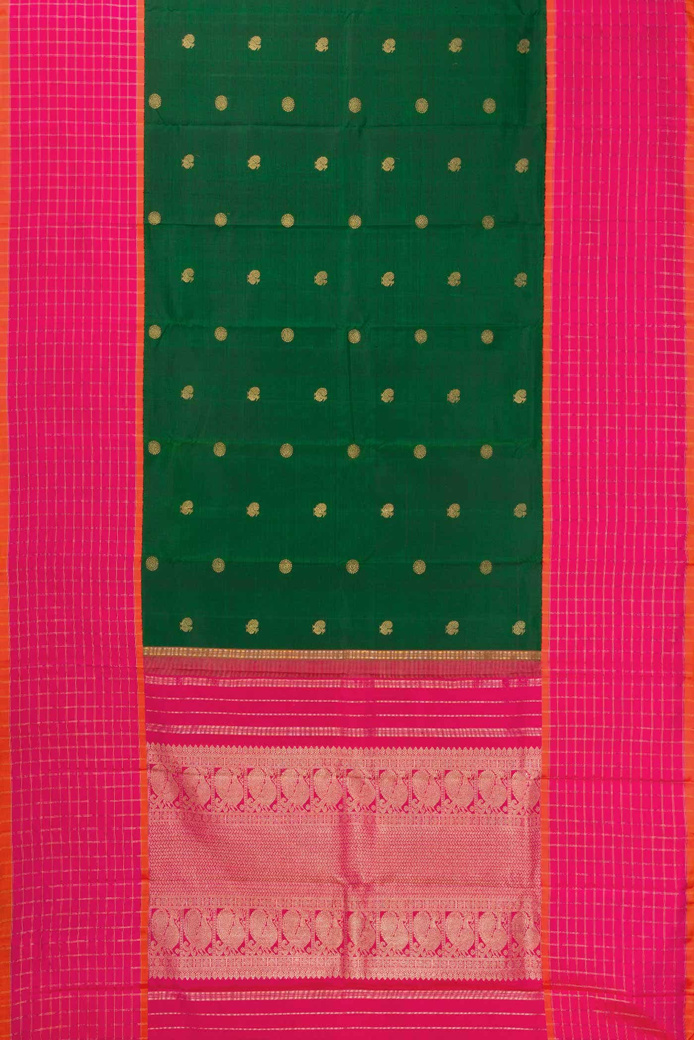 Pure Silk Pure Zari Green Dual Tone Kanchipuram Saree