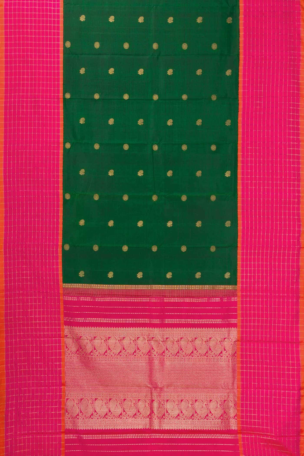 Pure Silk Pure Zari Green Dual Tone Kanchipuram Saree
