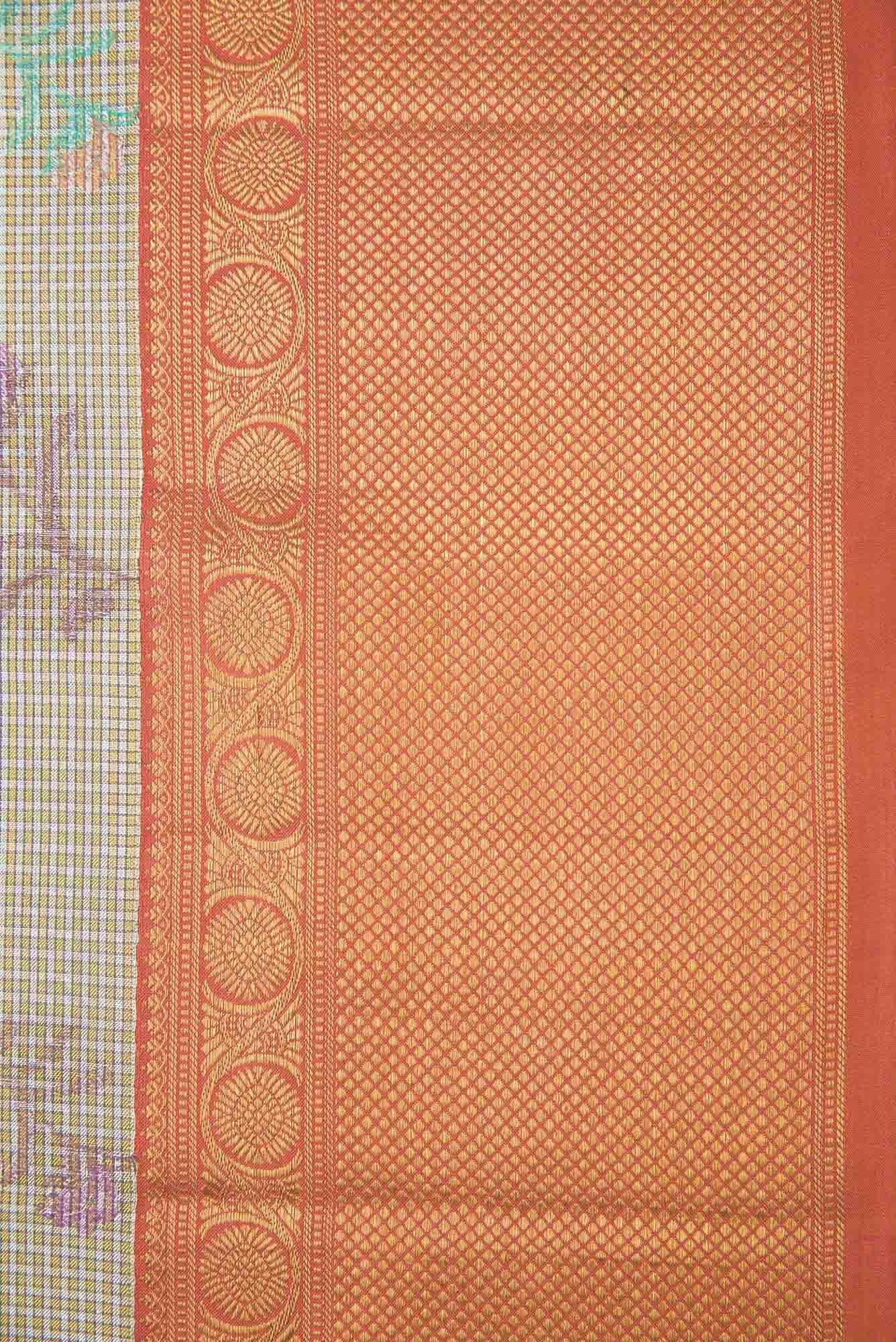 Pure Silk Pure Zari Gold and Silver Dual Tone Kanchipuram Tissue Saree
