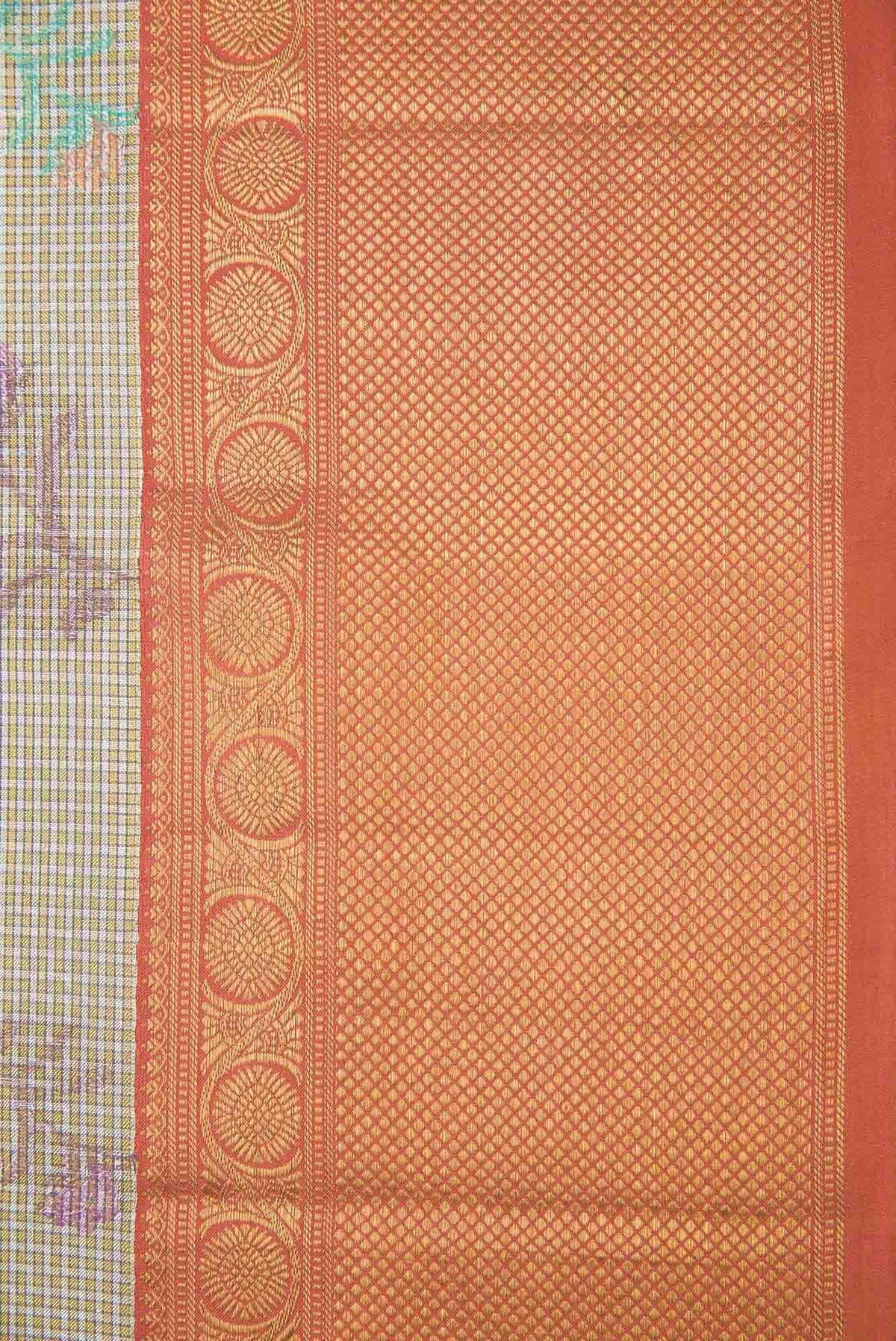 Pure Silk Pure Zari Gold and Silver Dual Tone Kanjivaram Tissue Saree