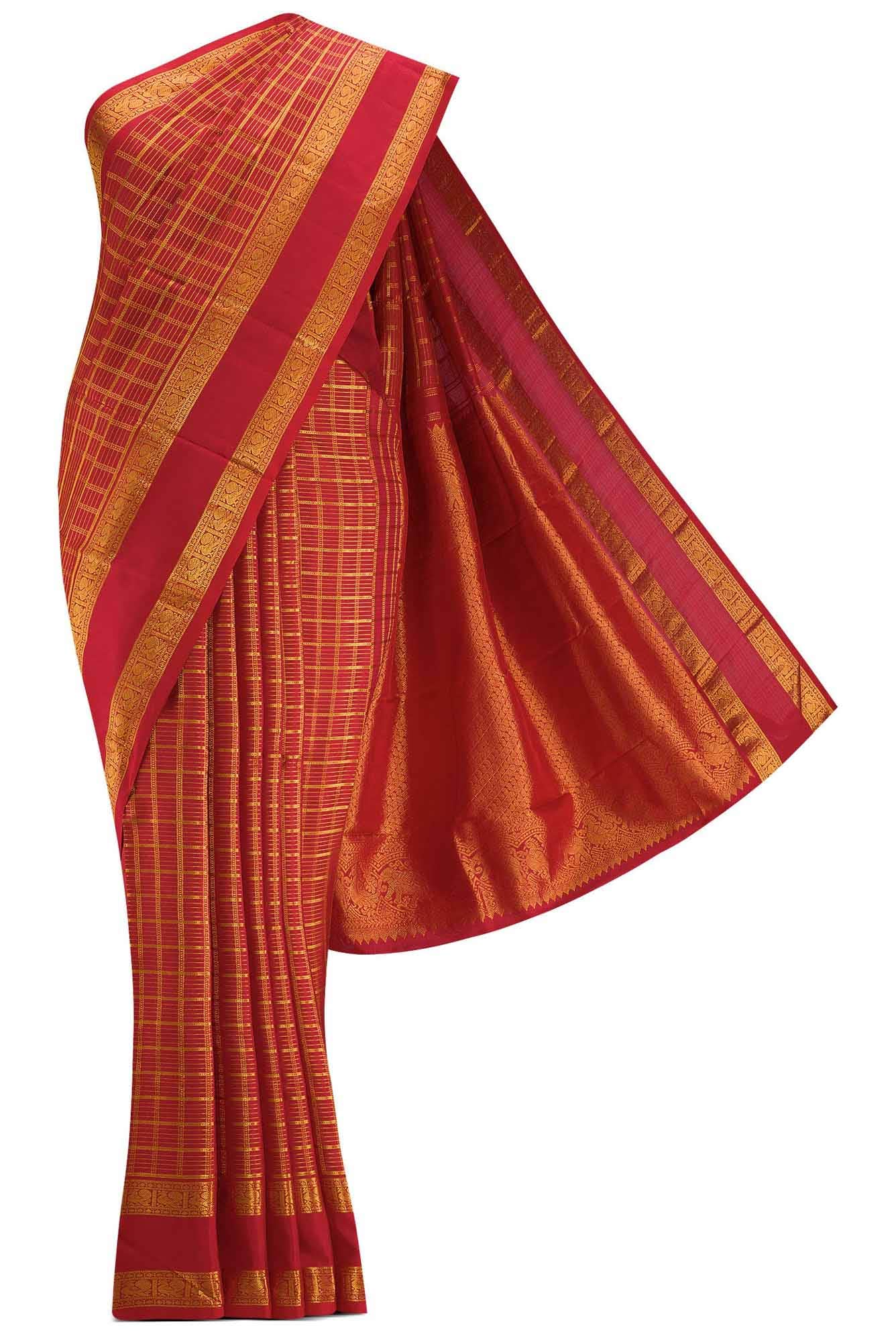 Red Dual Tone Kanchipuram Silk Saree