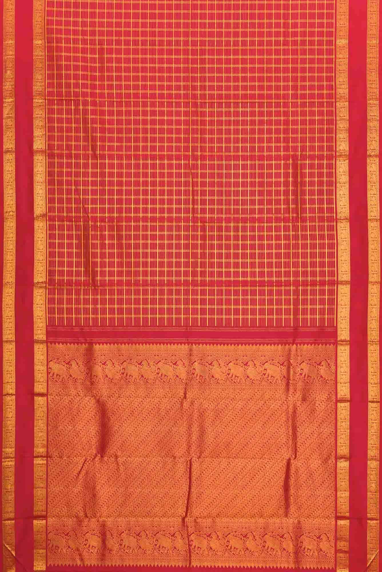 Red Dual Tone Kanchipuram Silk Saree
