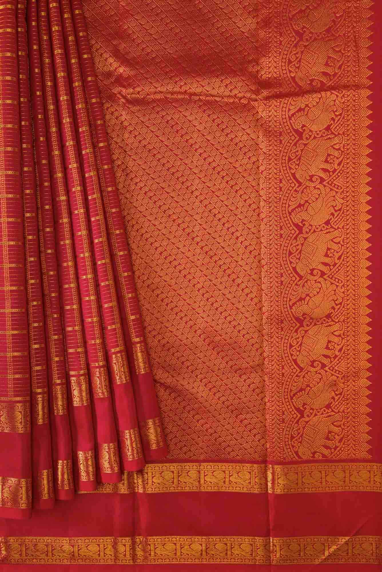 Red Dual Tone Kanchipuram Silk Saree