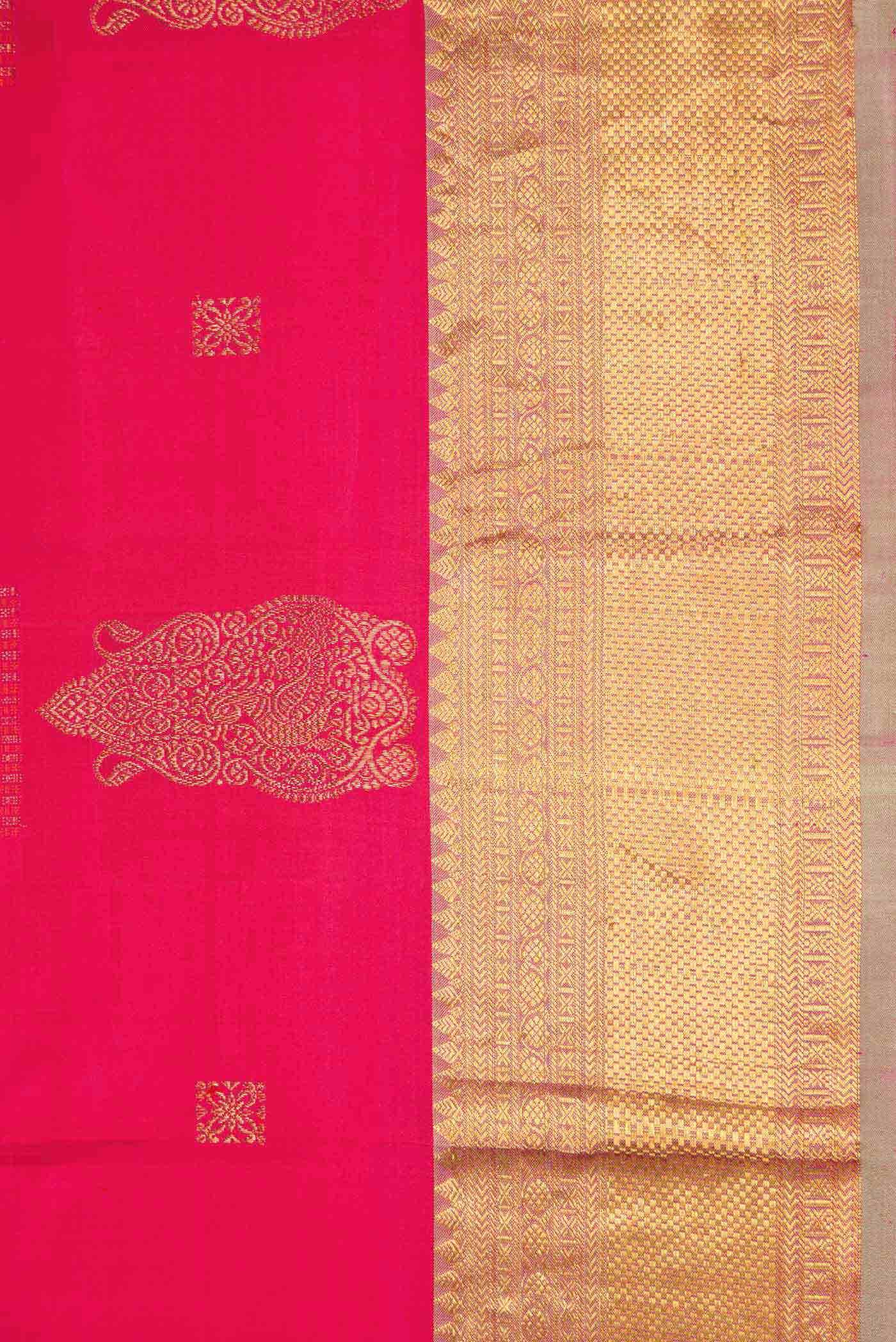 Dark Pink Dual Tone Kanchipuram Silk Saree