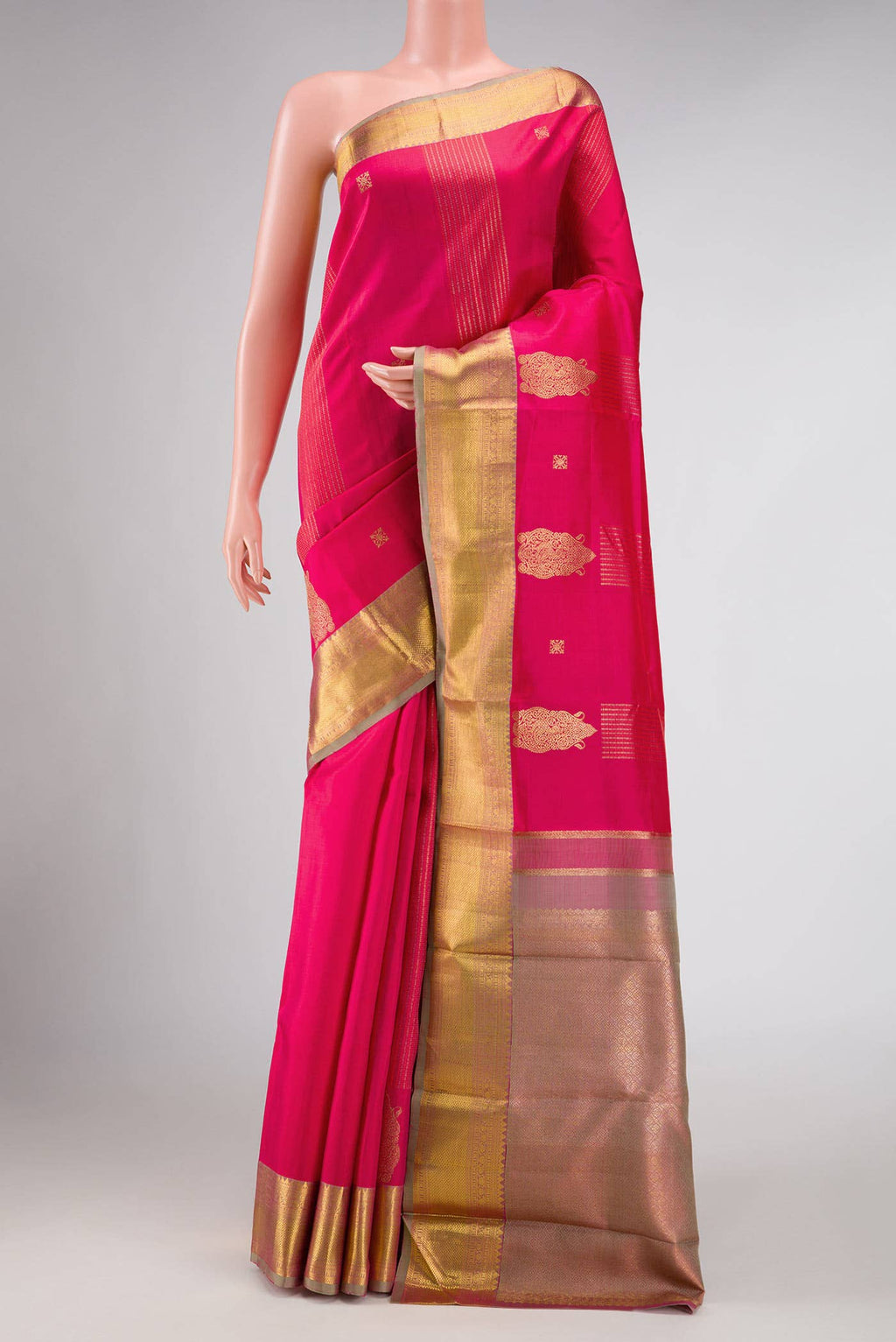 Dark Pink Dual Tone Kanchipuram Silk Saree