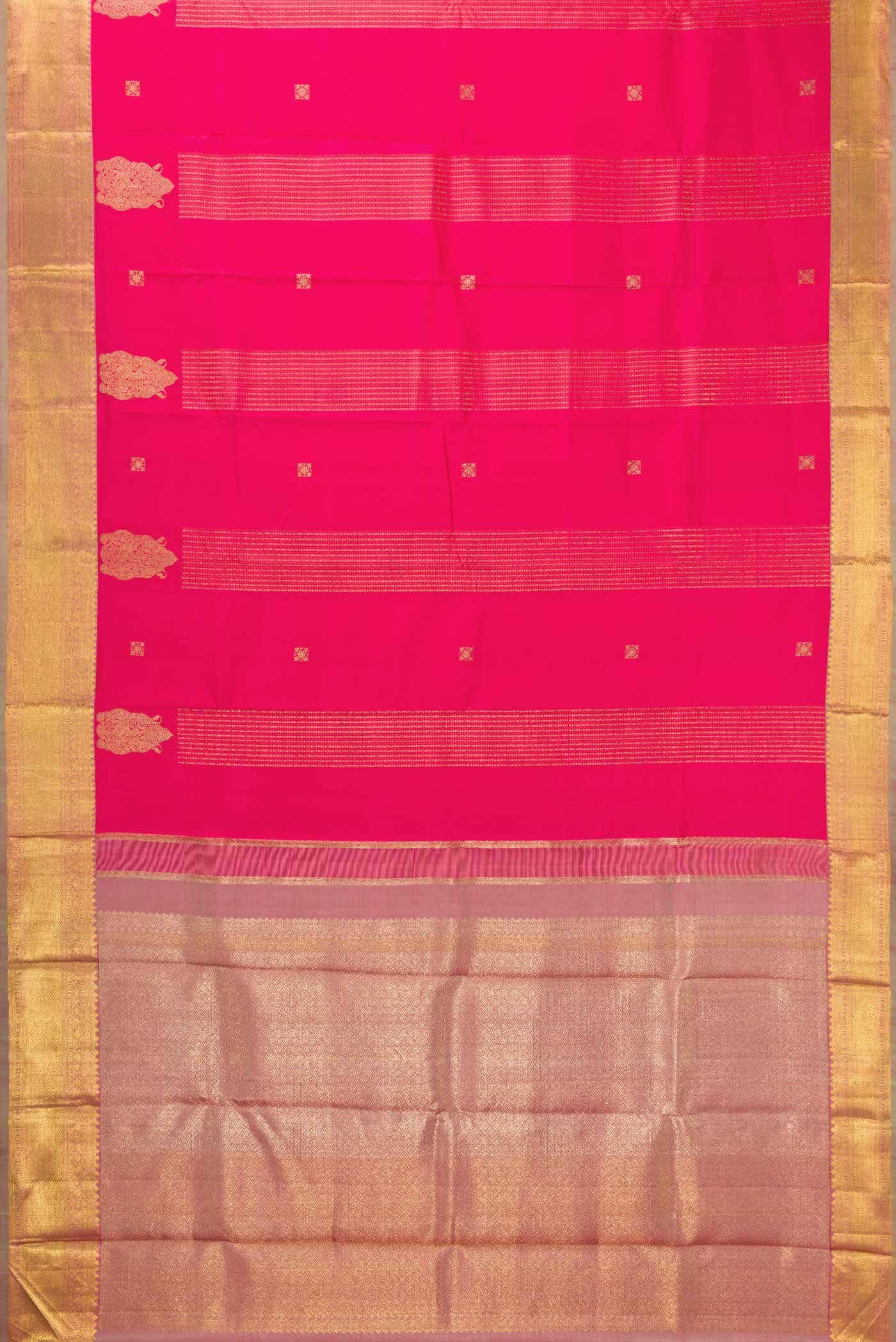 Dark Pink Dual Tone Kanchipuram Silk Saree