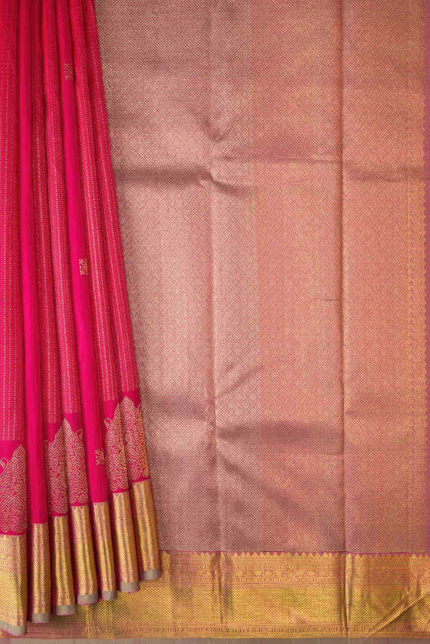 Dark Pink Dual Tone Kanchipuram Silk Saree