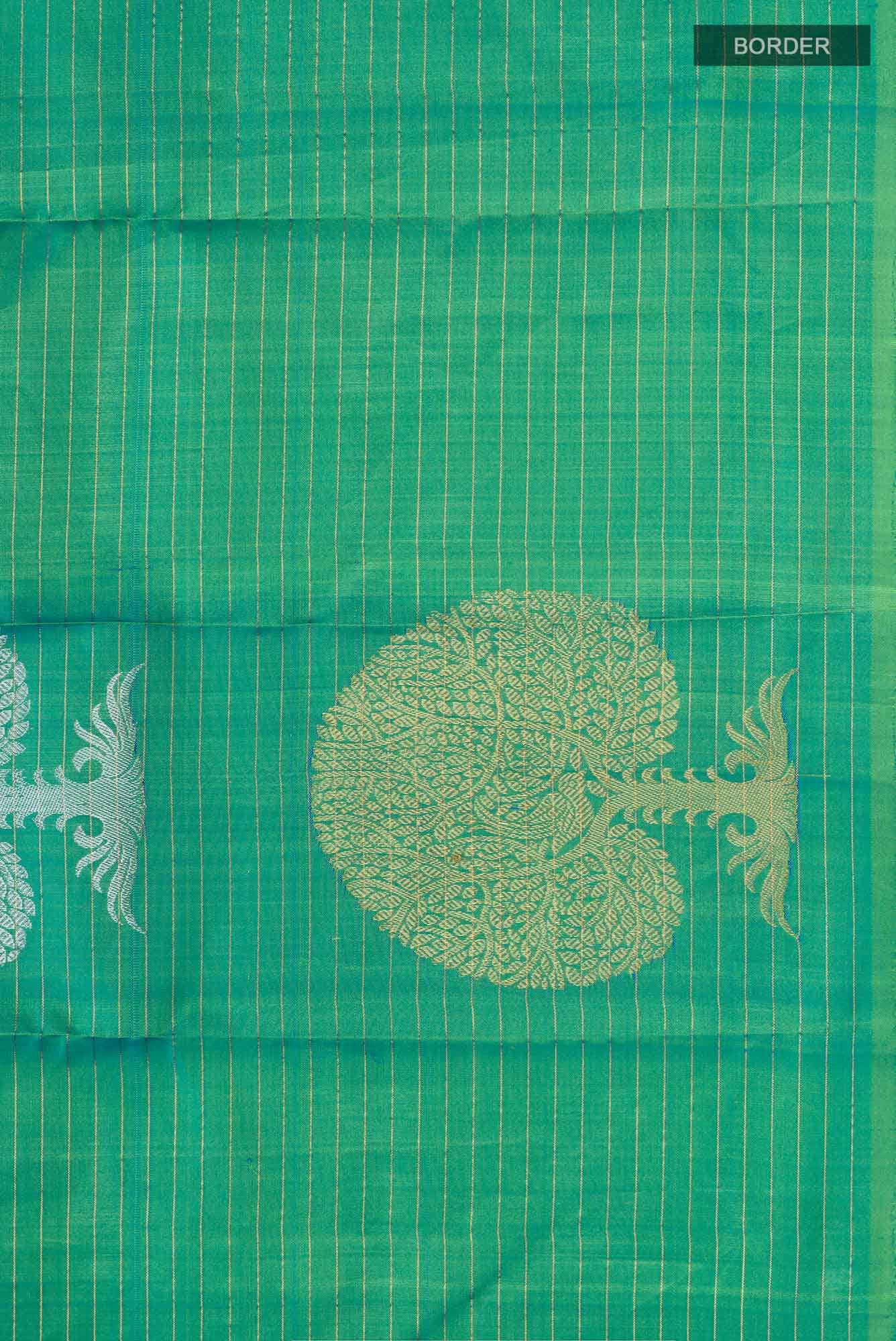 Green with Blue Dual Tone Kanchipuram Silk Saree