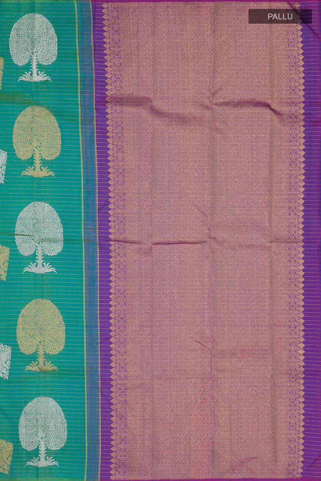 Green with Blue Dual Tone Kanchipuram Silk Saree