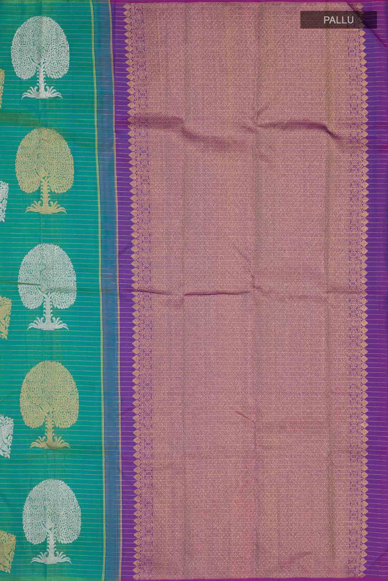 Green with Blue Dual Tone Kanchipuram Silk Saree