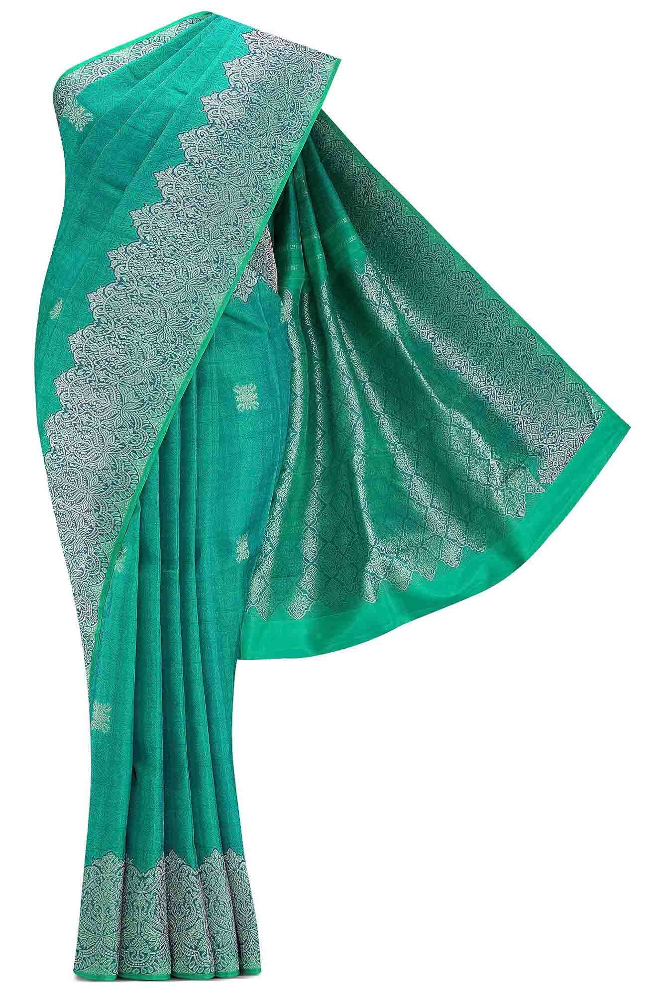 Sea Green Dual Tone Kanchipuram Silk Saree