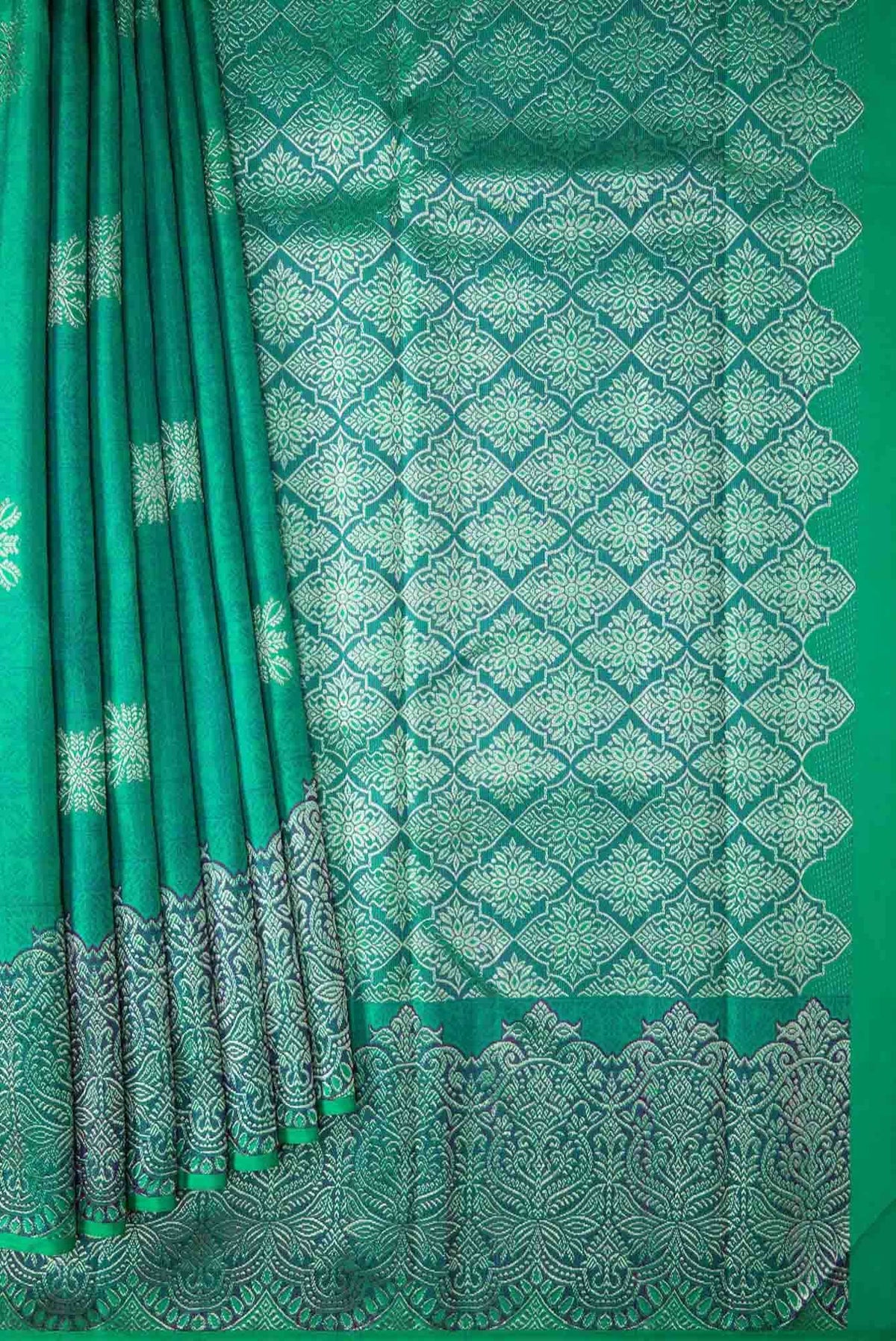 Sea Green Dual Tone Kanjivaram Silk Saree